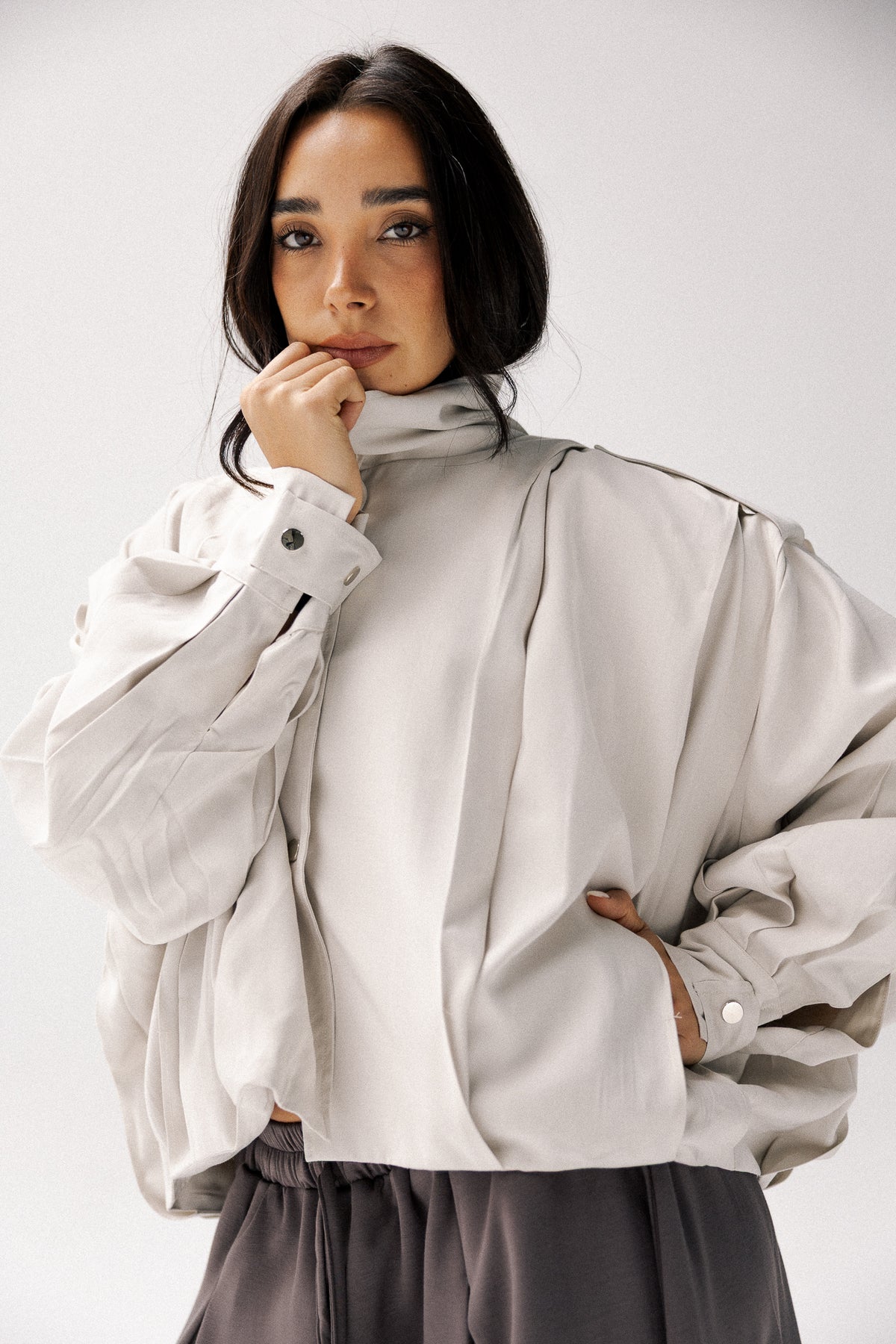 Darted jacket in light cafe