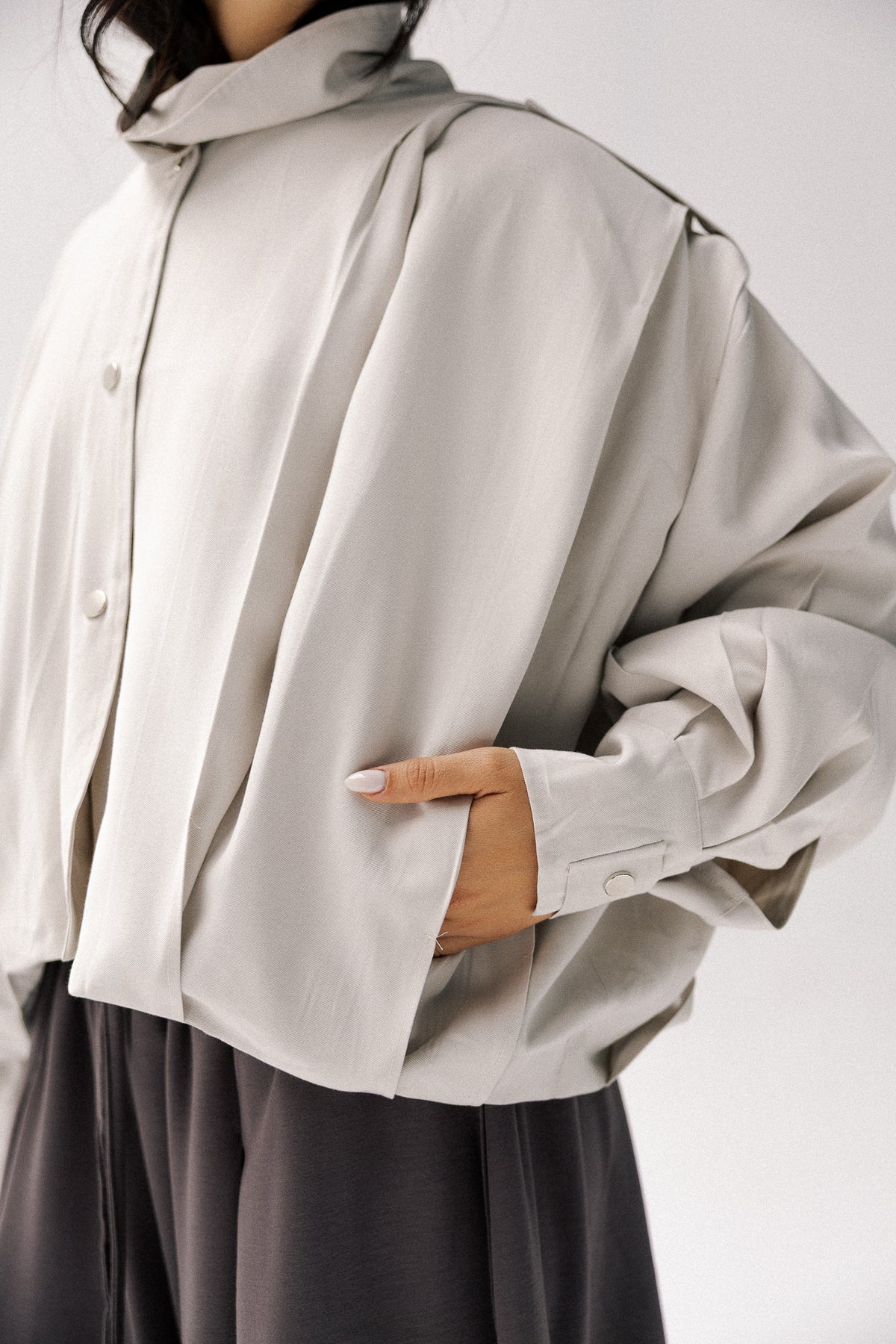 Darted jacket in light cafe