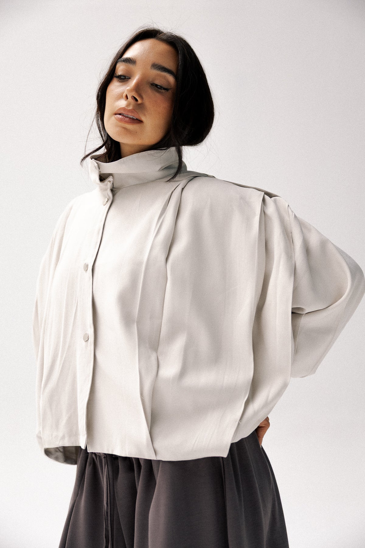 Darted jacket in light cafe