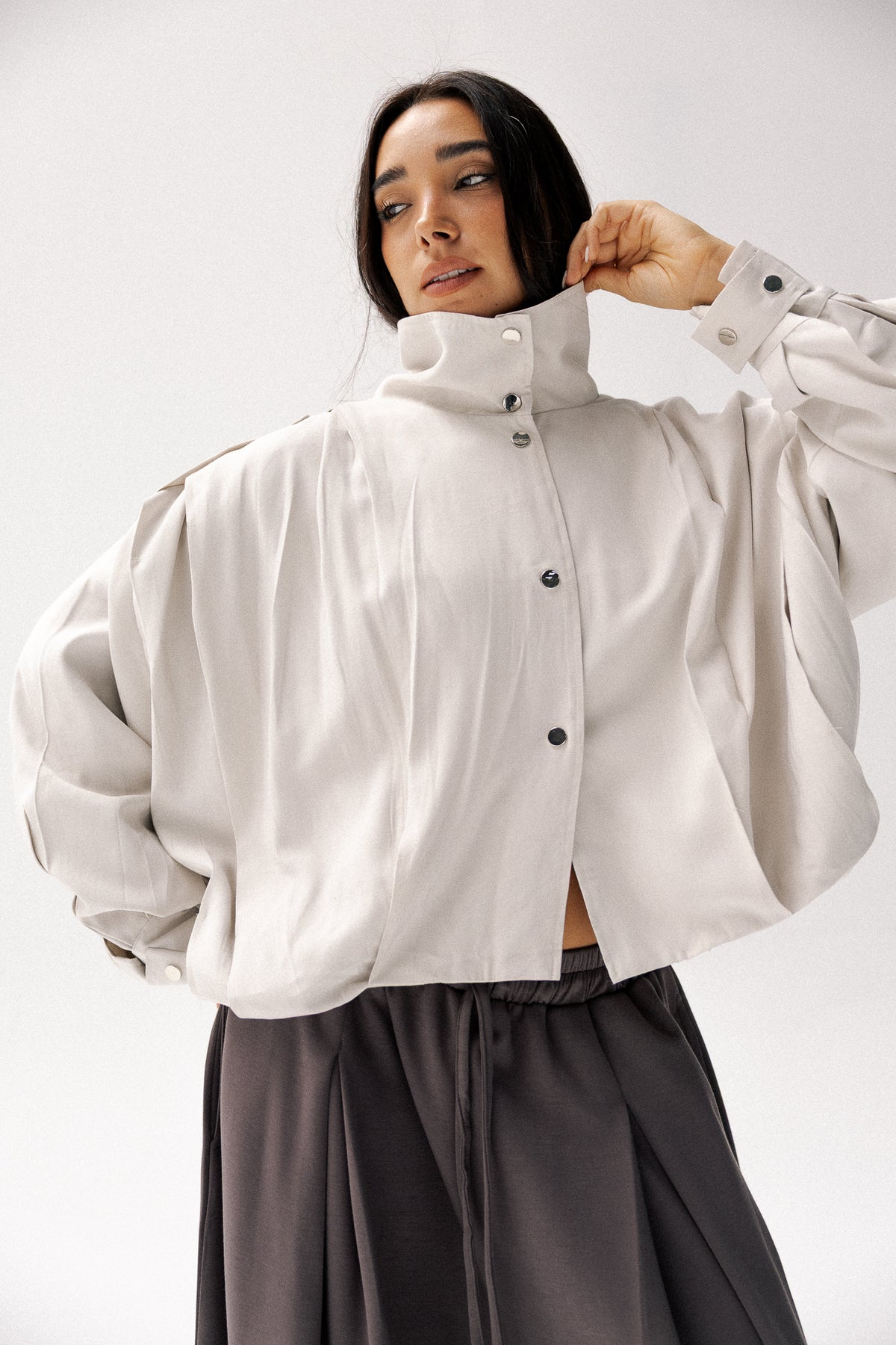 Darted jacket in light cafe