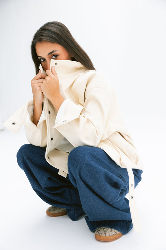 Signature balloon jacket off-white