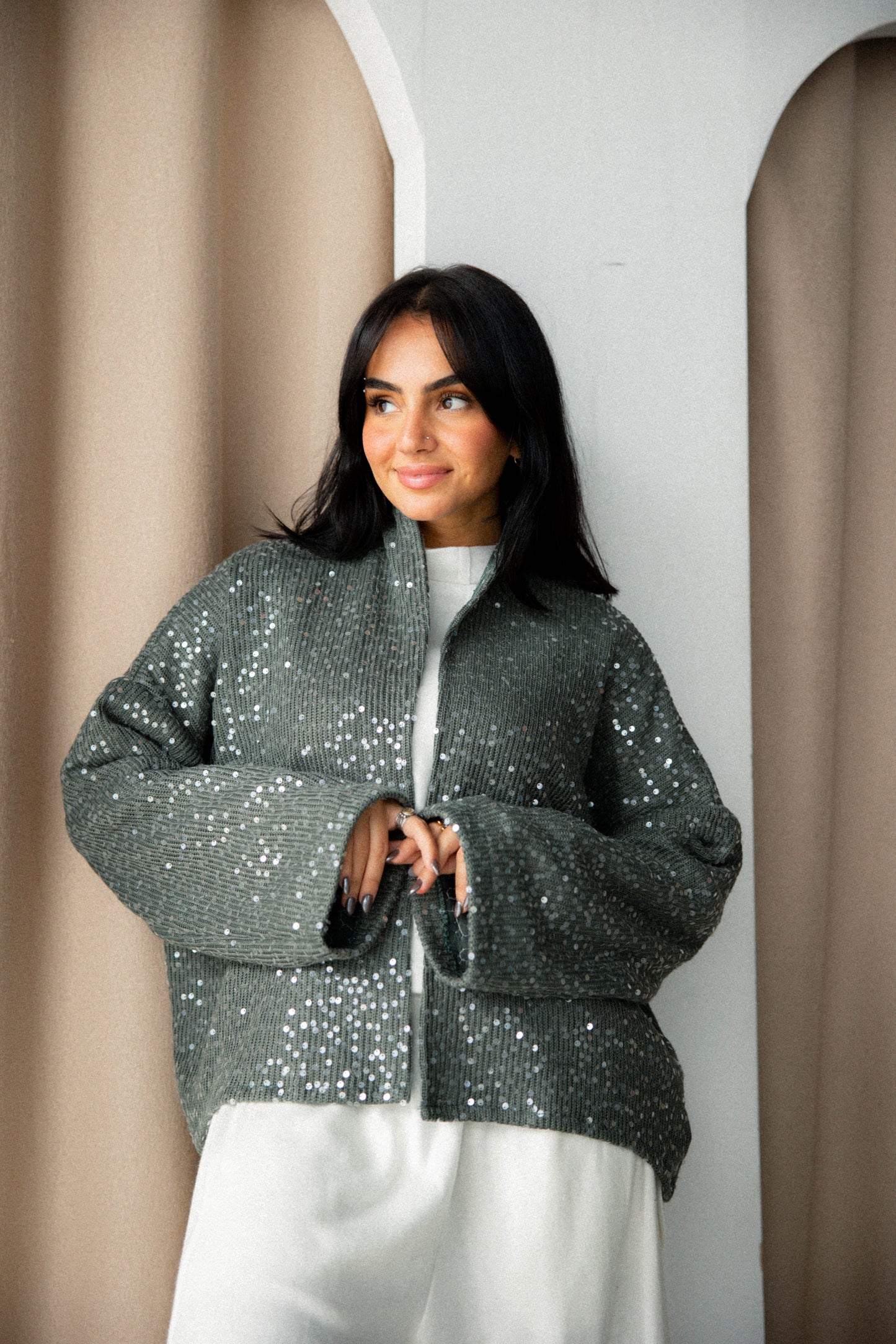 Bling bling kimono in olive