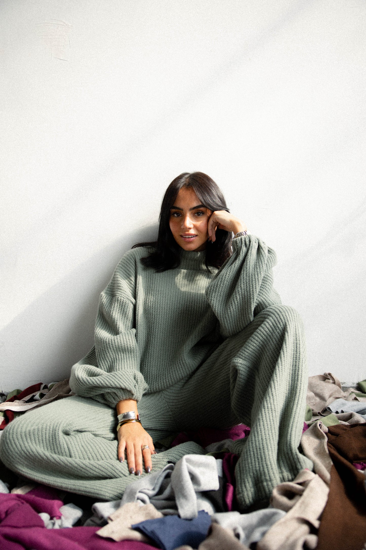Elastic Knitted Set In Mint