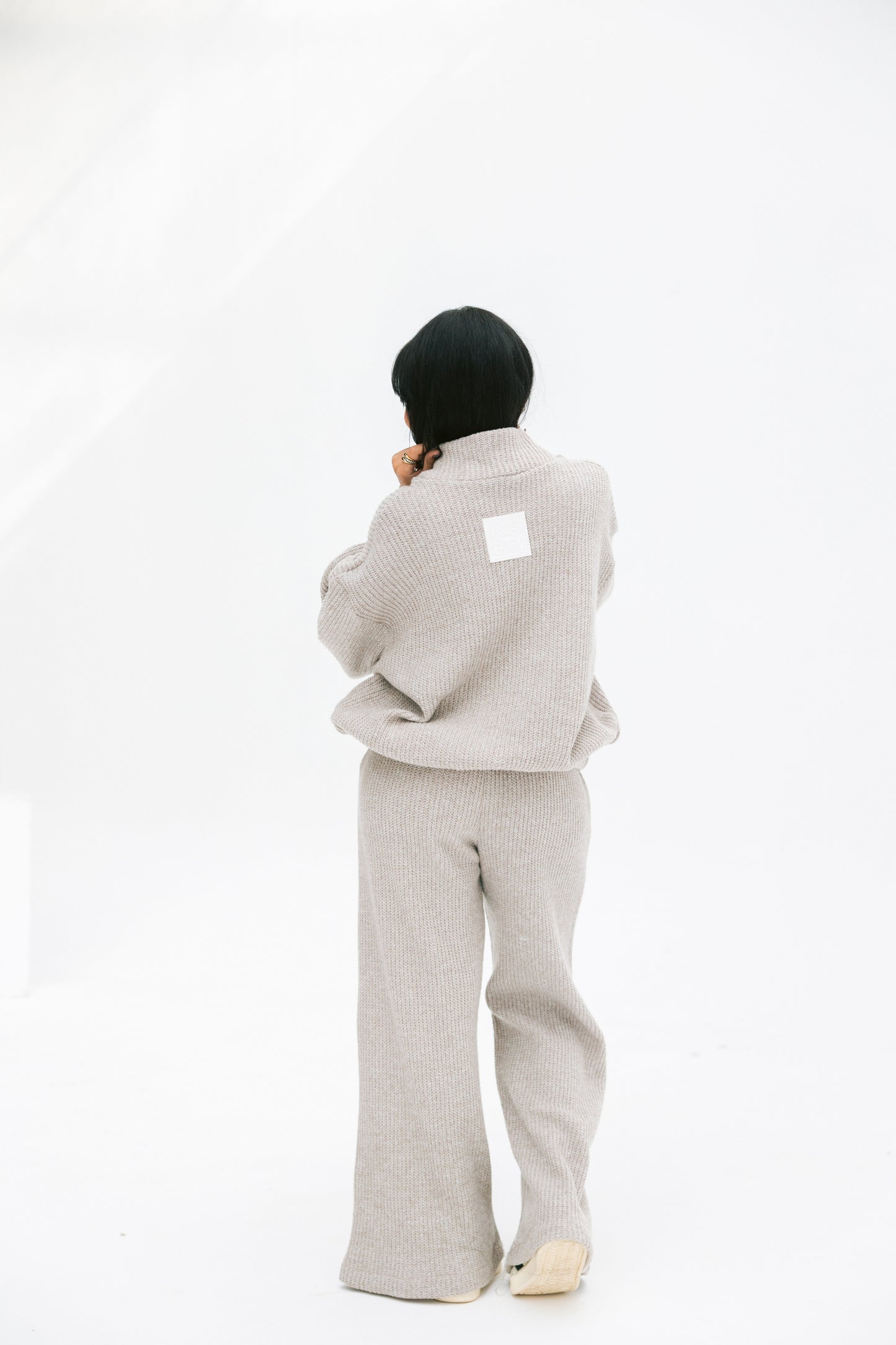 Elastic Knitted Set In Cafe