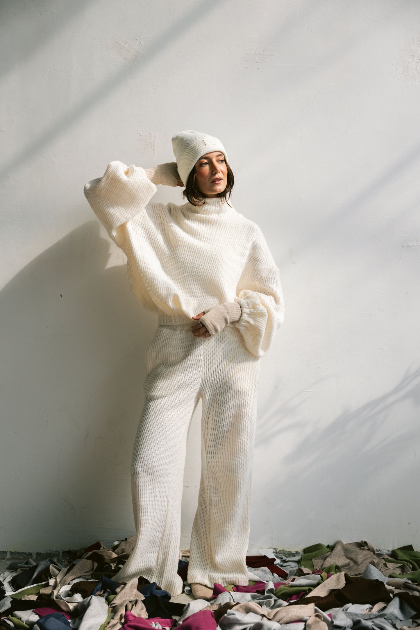 Elastic Knitted Set In Off-white