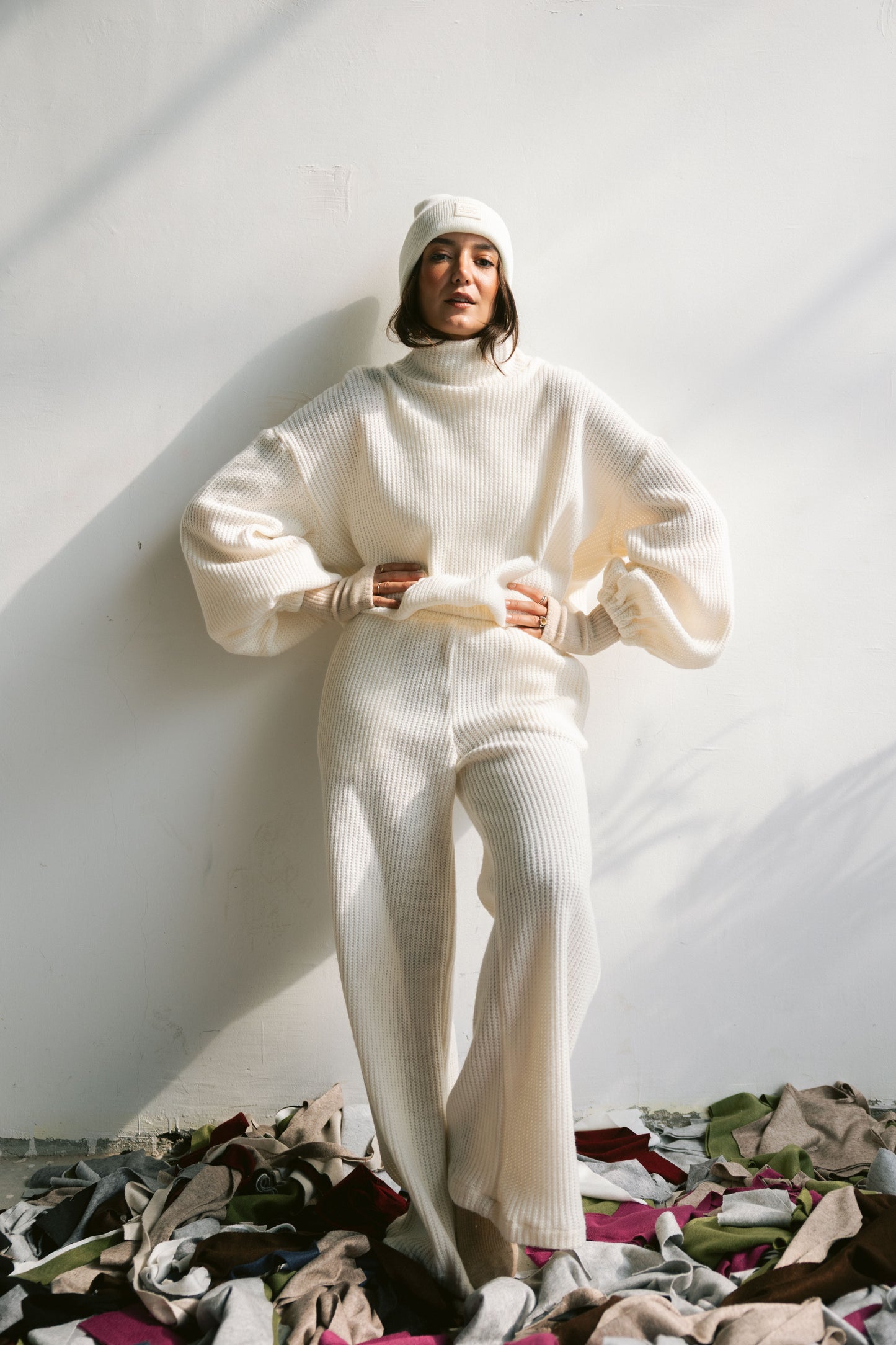 Elastic Knitted Set In Off-white