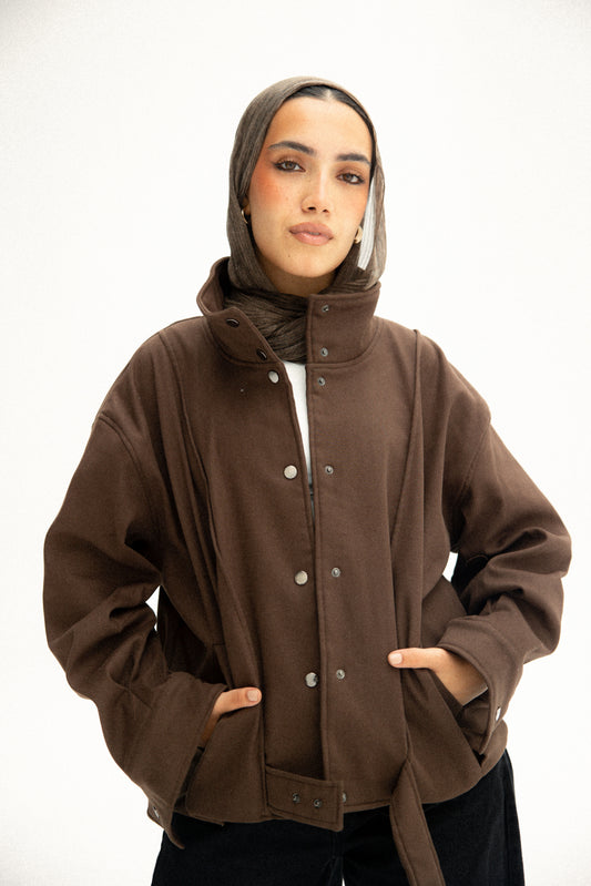 Signature balloon jacket in brown