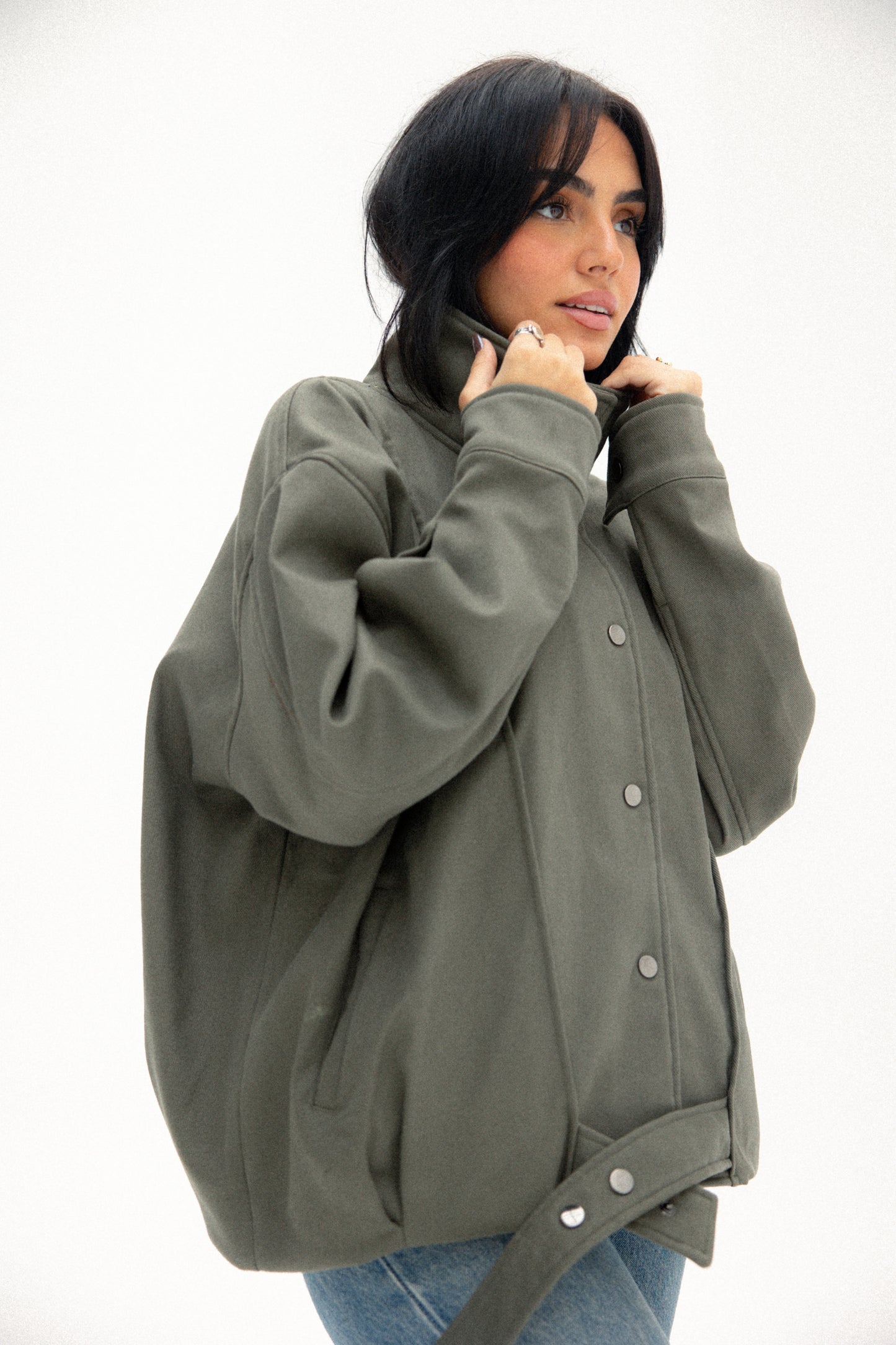 Signature balloon jacket in olive