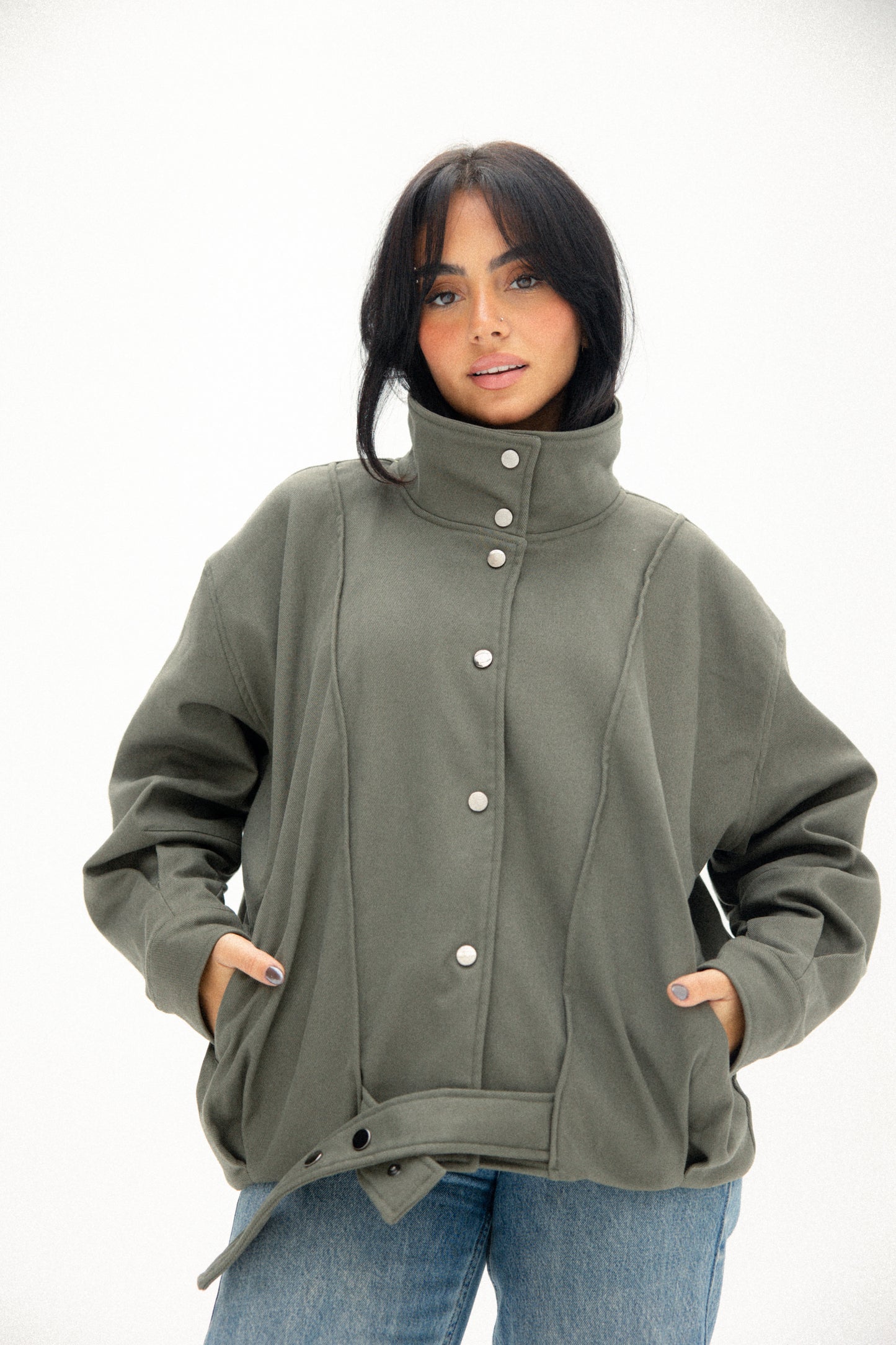 Signature balloon jacket in olive