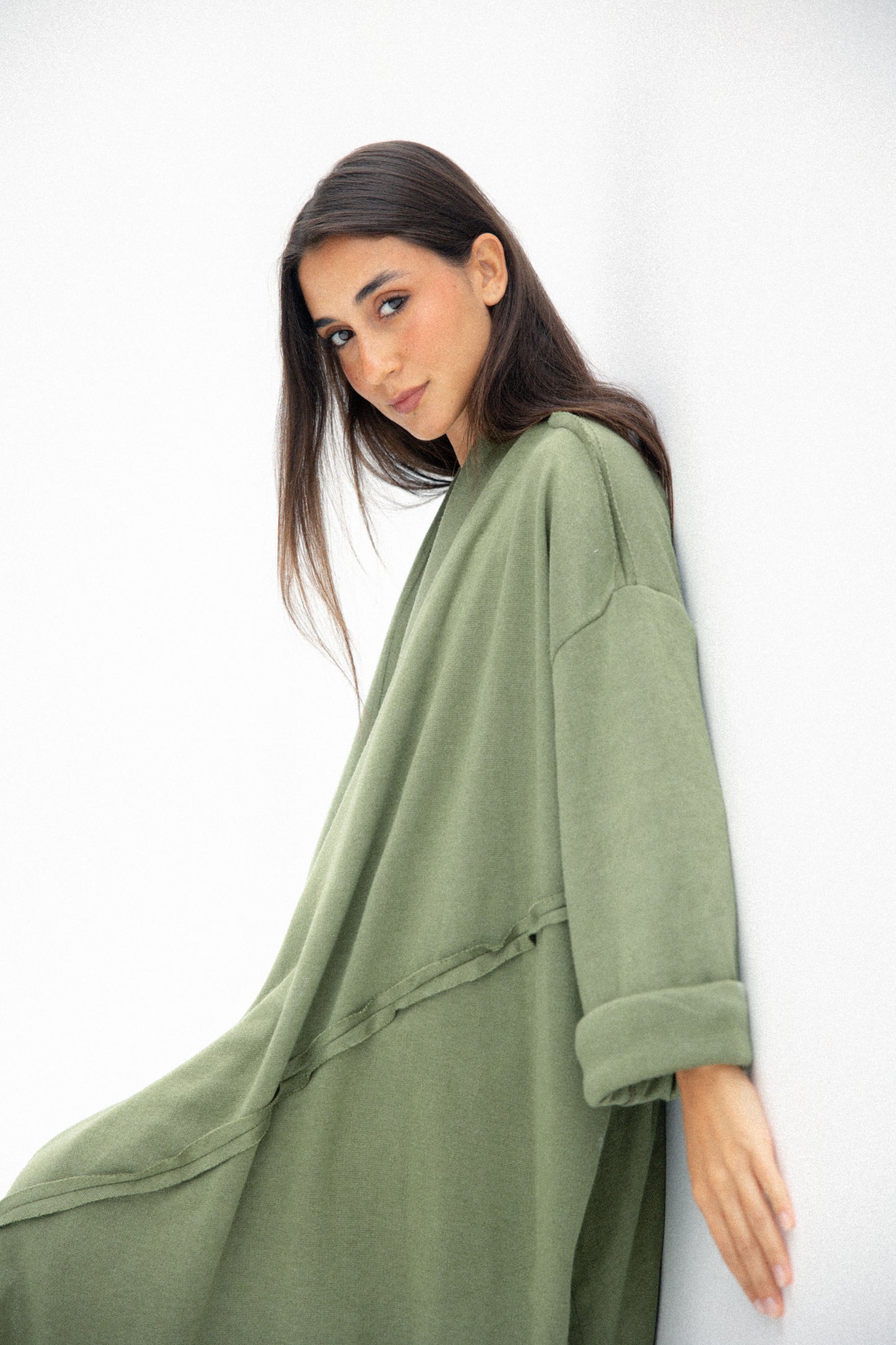 V kimono in green