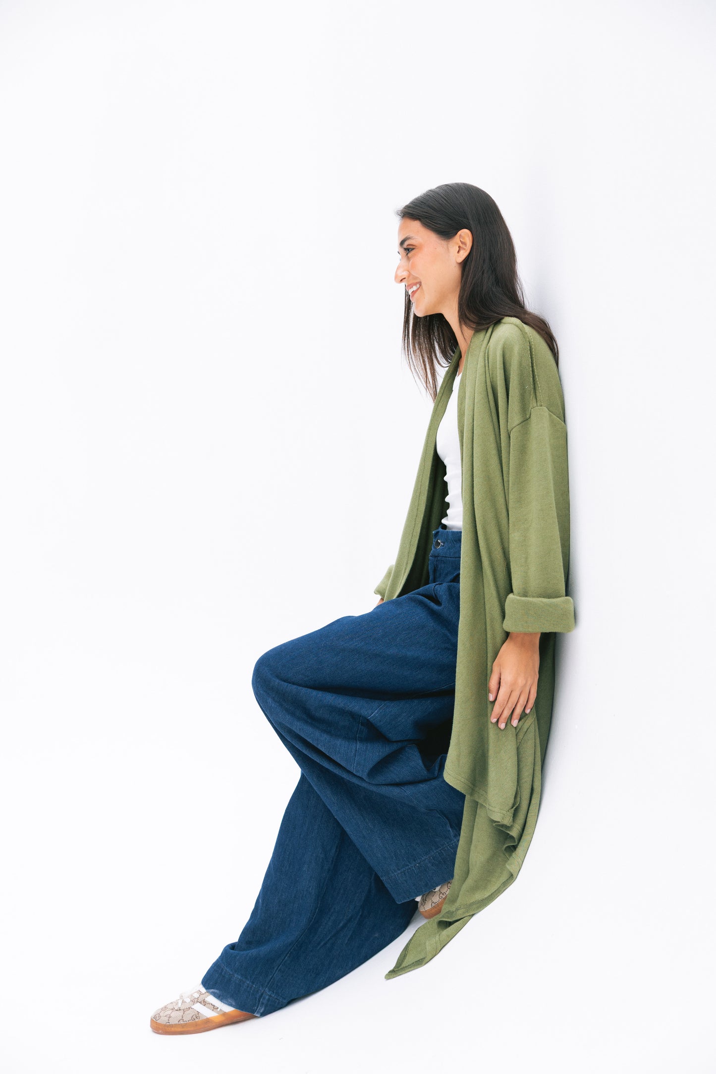 V kimono in green