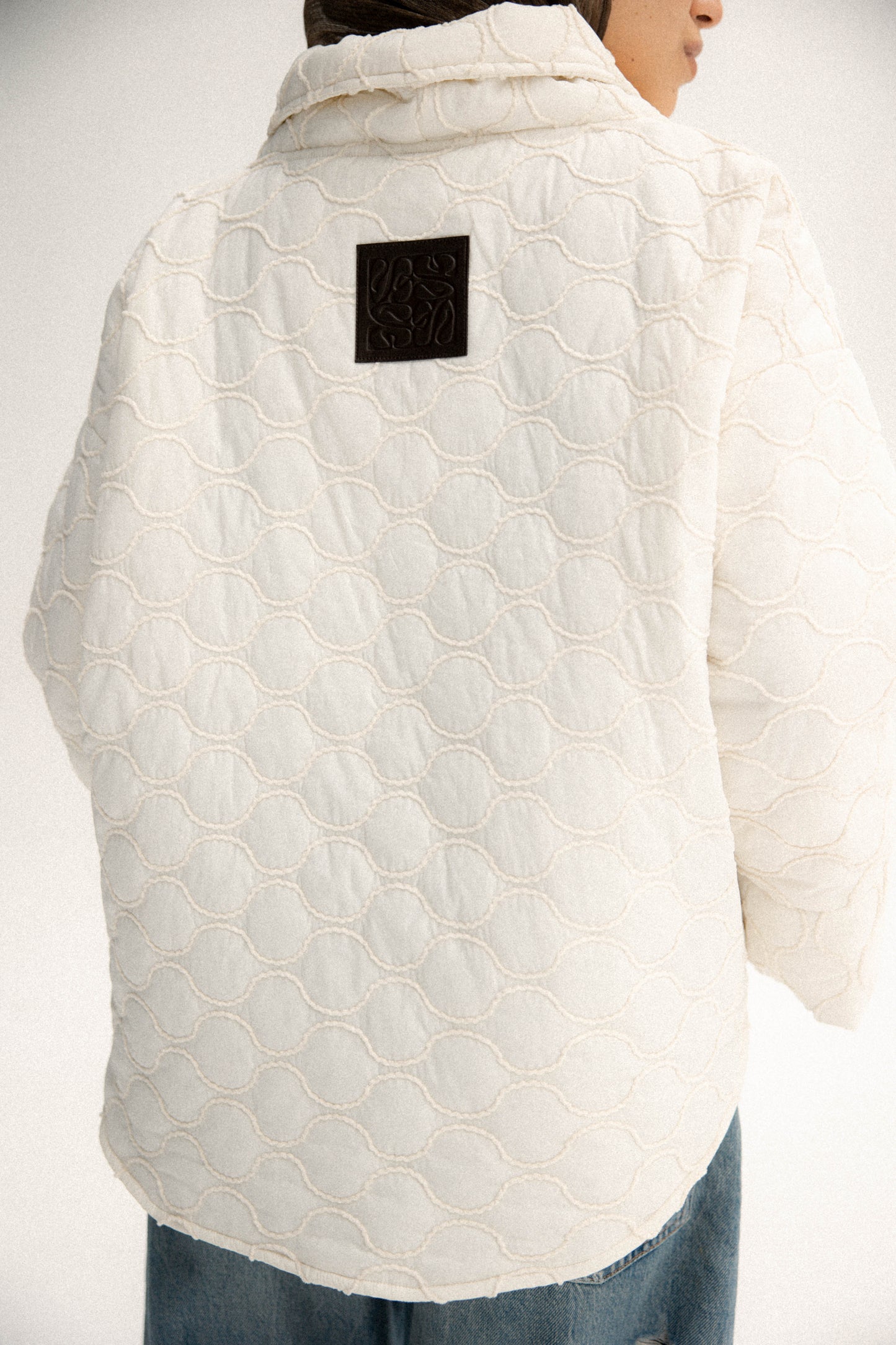 Collar puffer jacket in off-white
