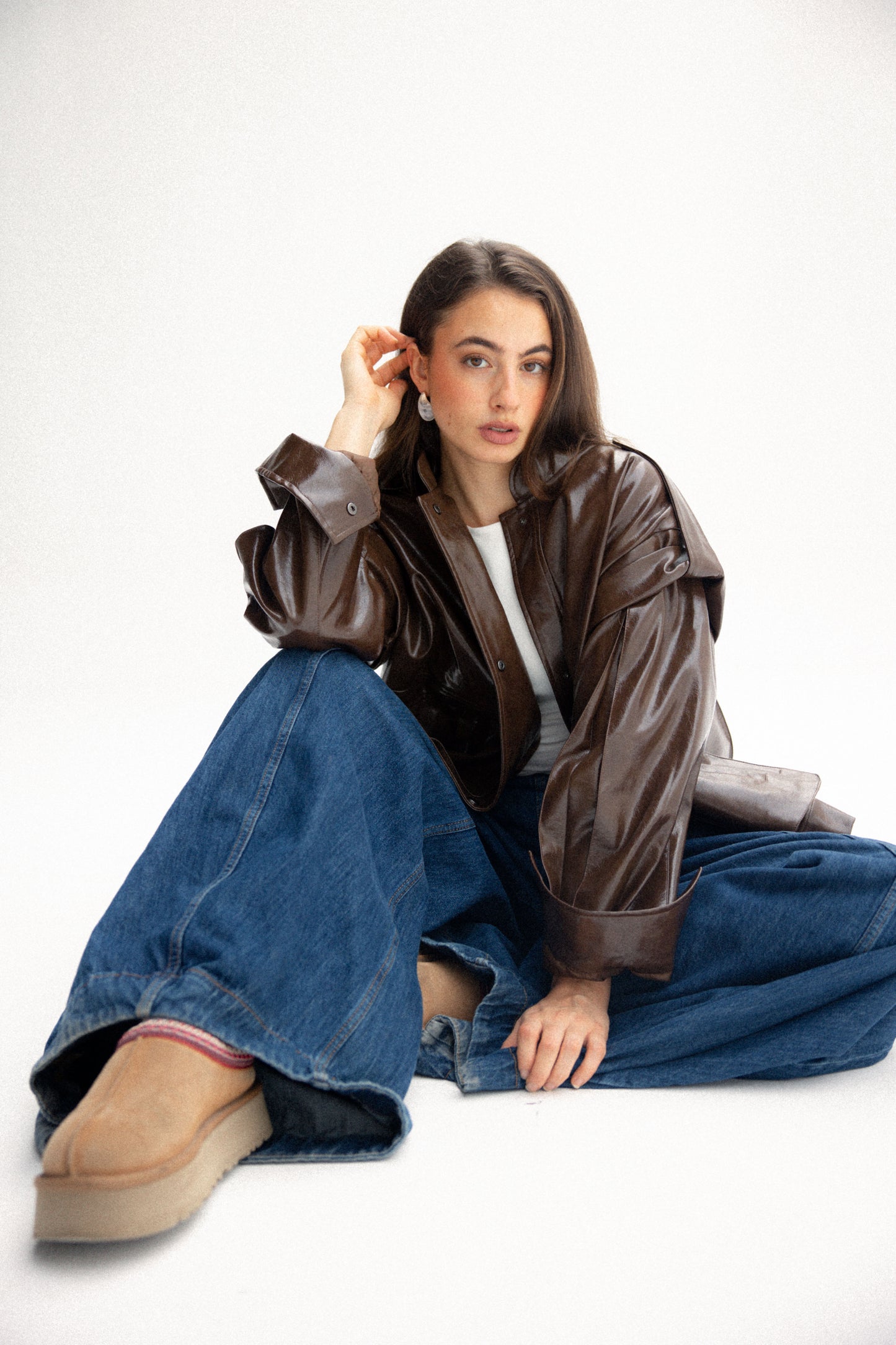 Biker jacket in brown