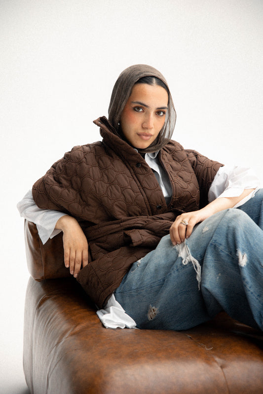 Puffer vest in brown