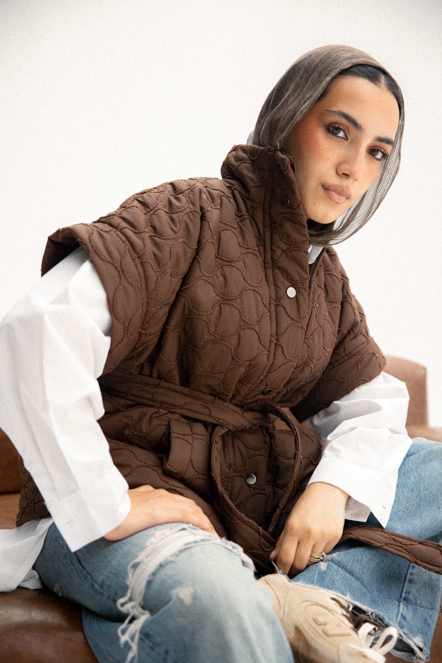 Puffer vest in brown