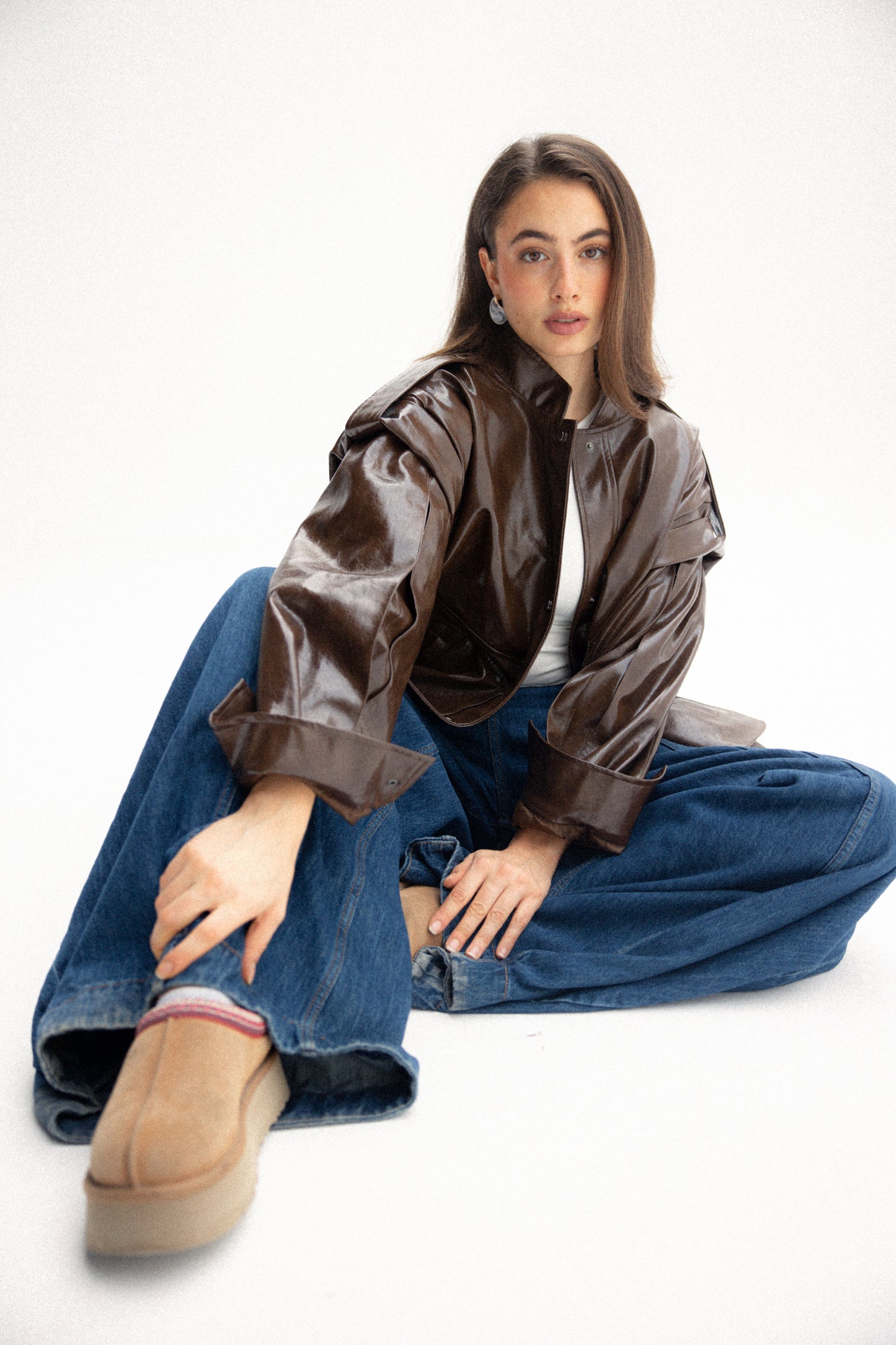 Biker jacket in brown