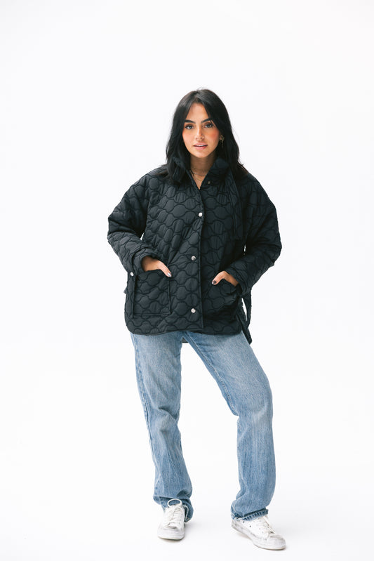 Pocket puffer jacket in black