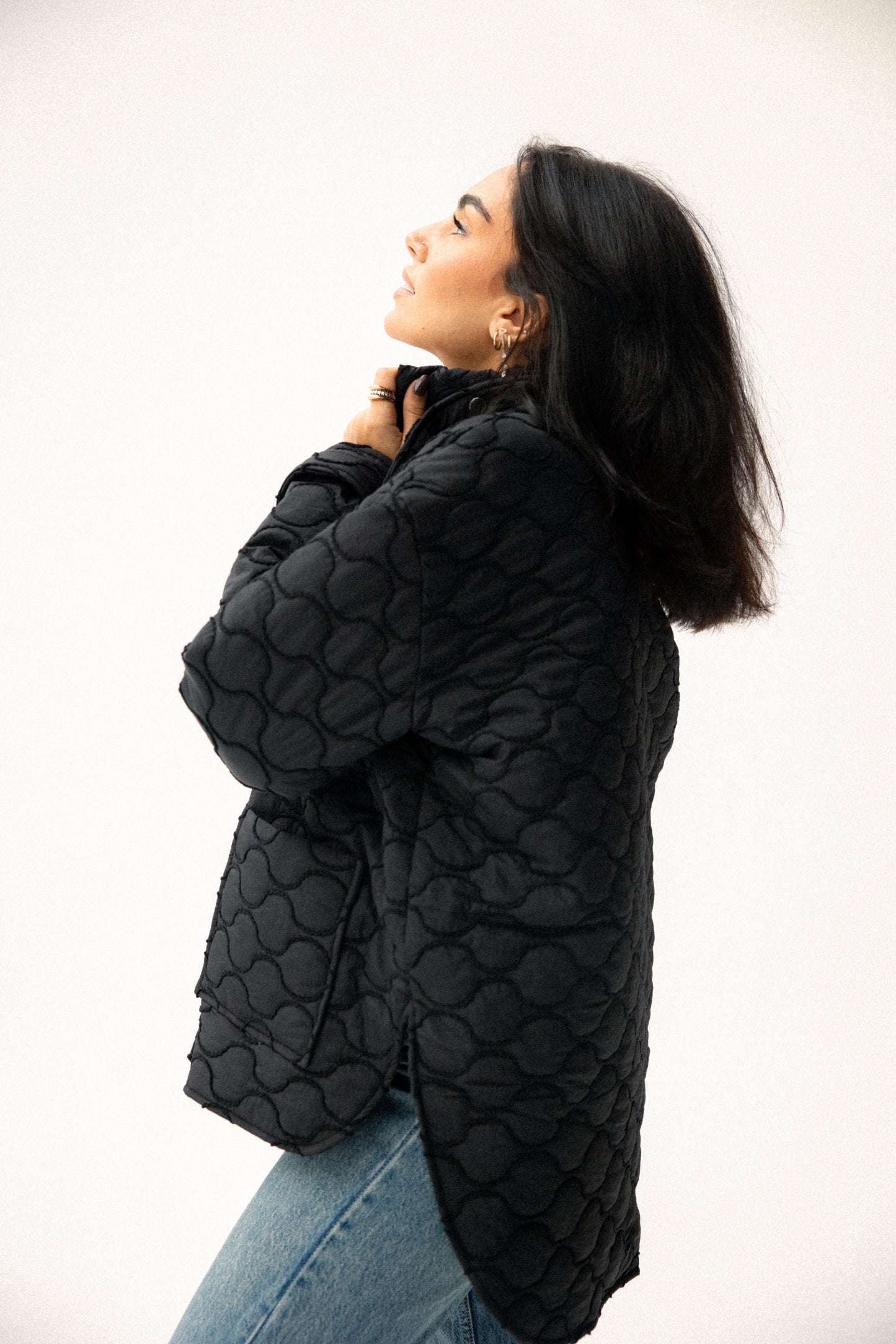 Pocket puffer jacket in black
