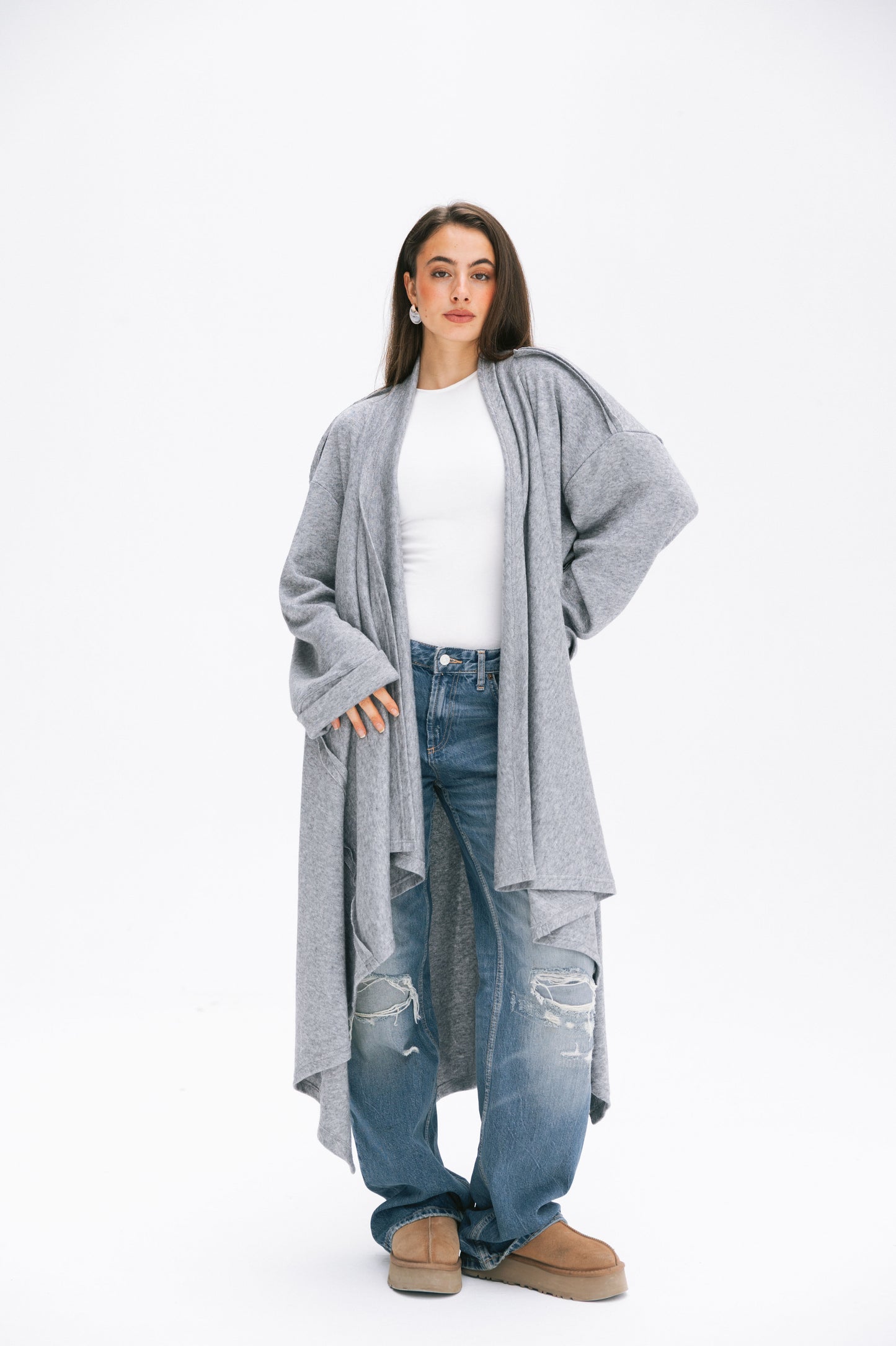 V kimono in grey