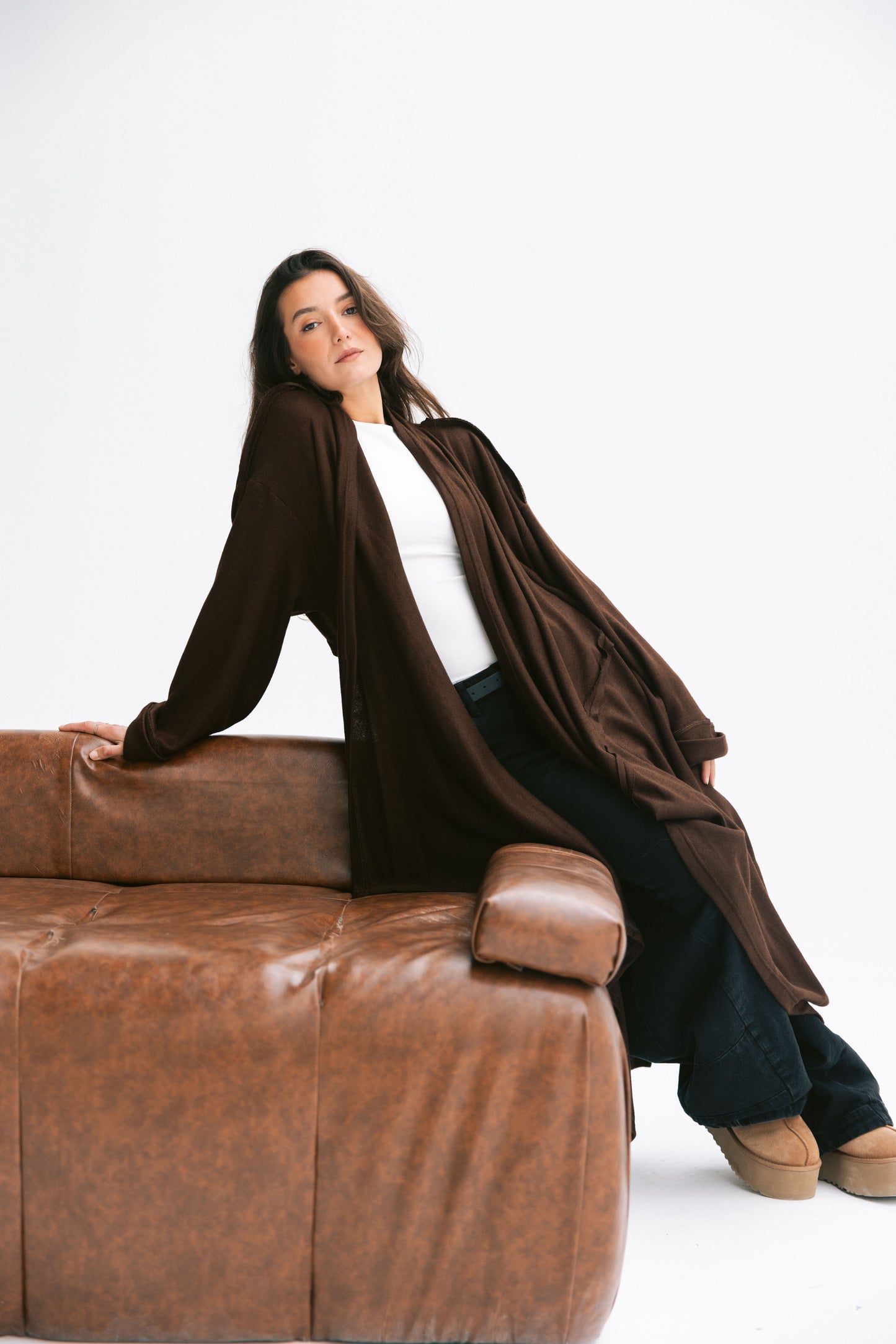 V kimono in brown