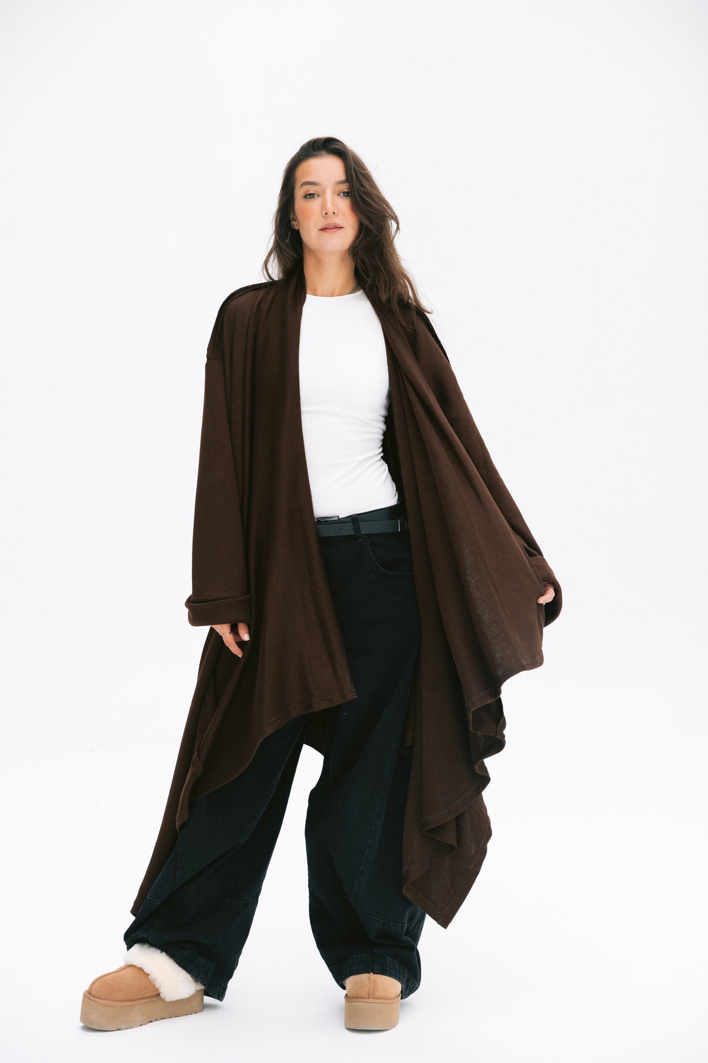 V kimono in brown