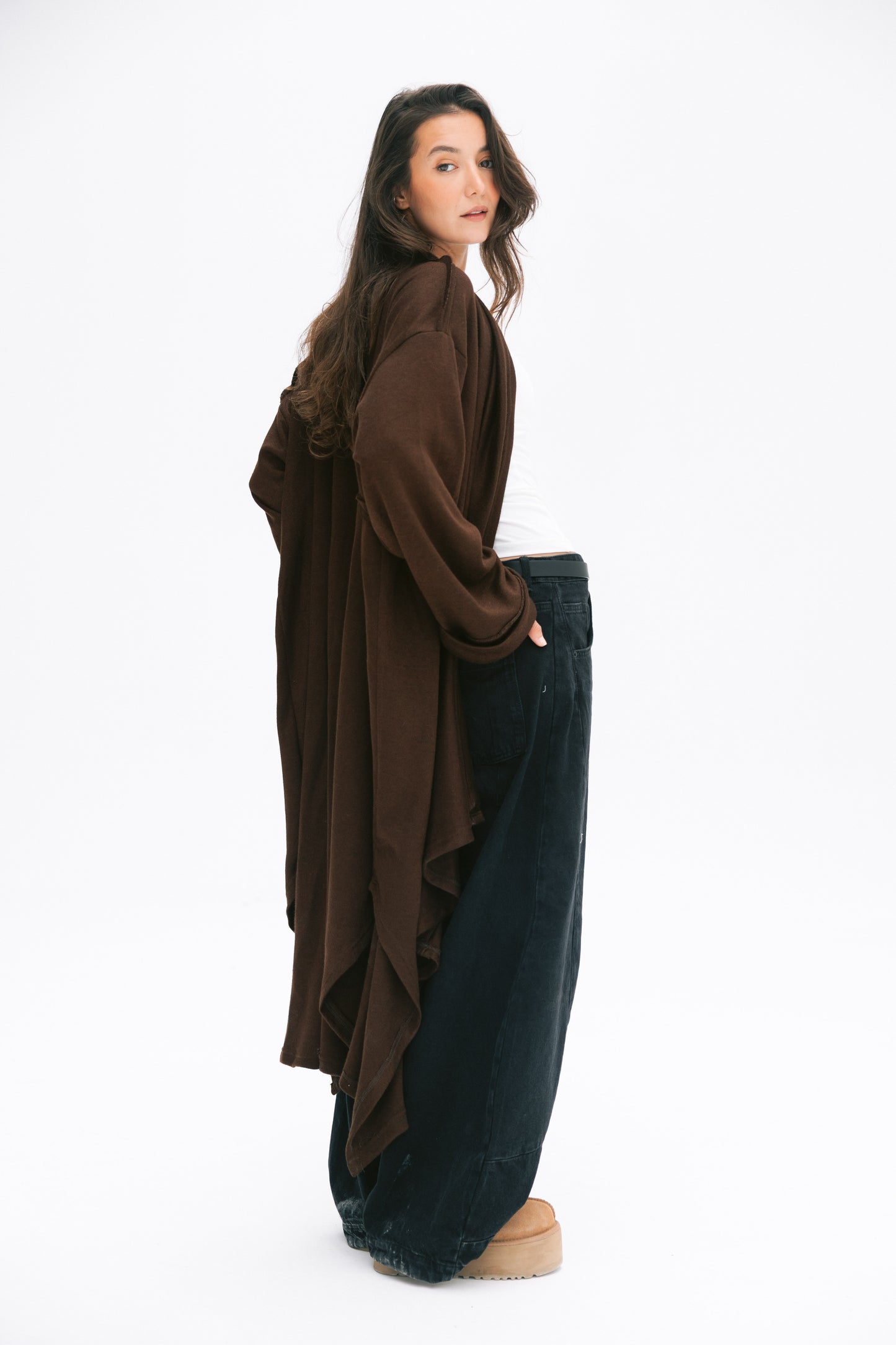 V kimono in brown