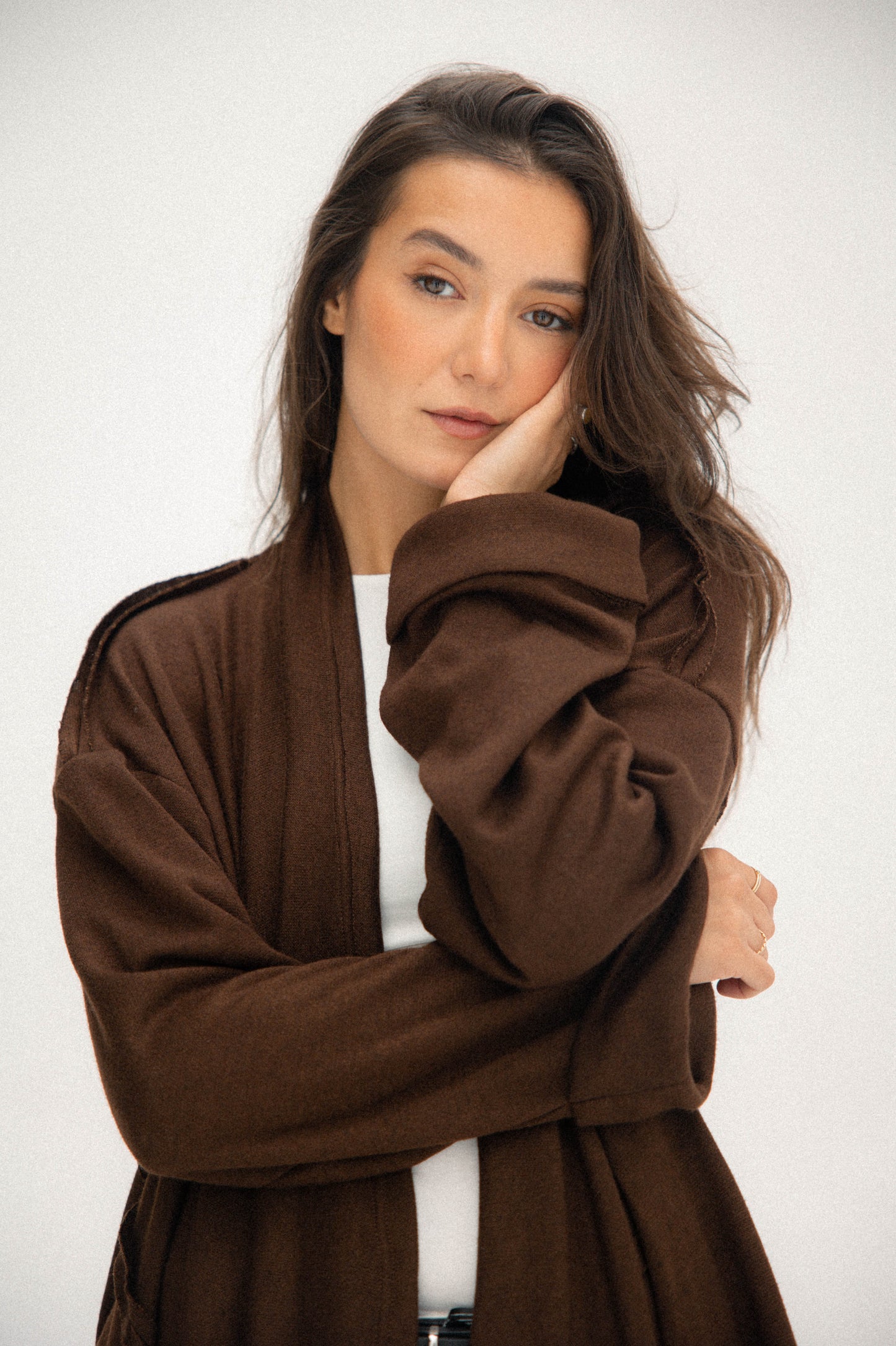 V kimono in brown