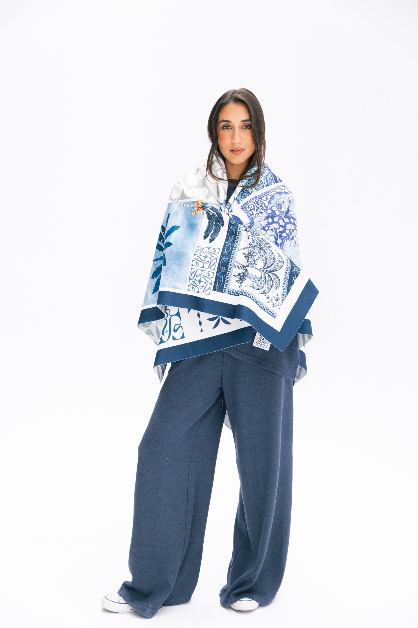 Blue palm scarf