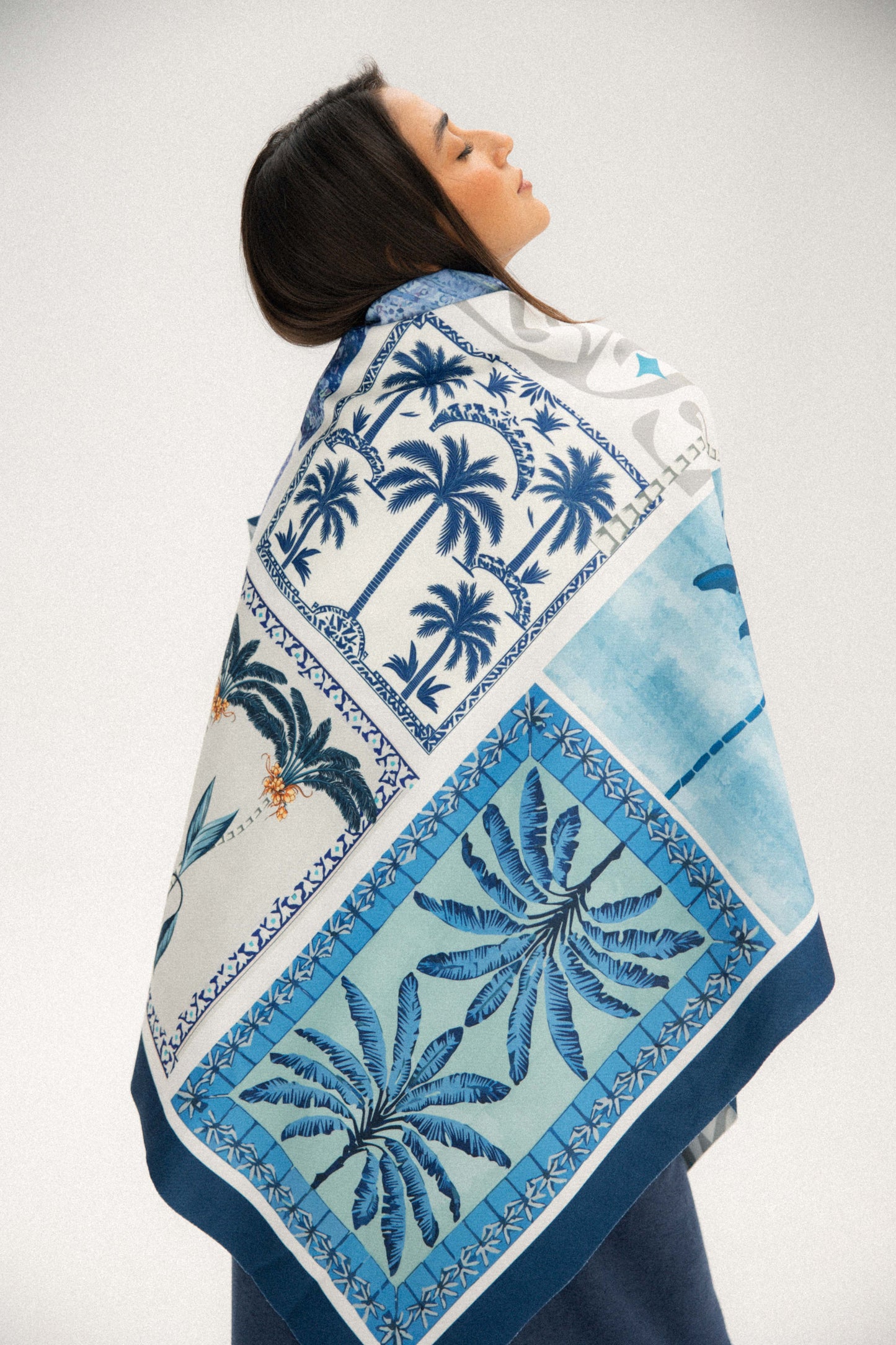 Blue palm scarf