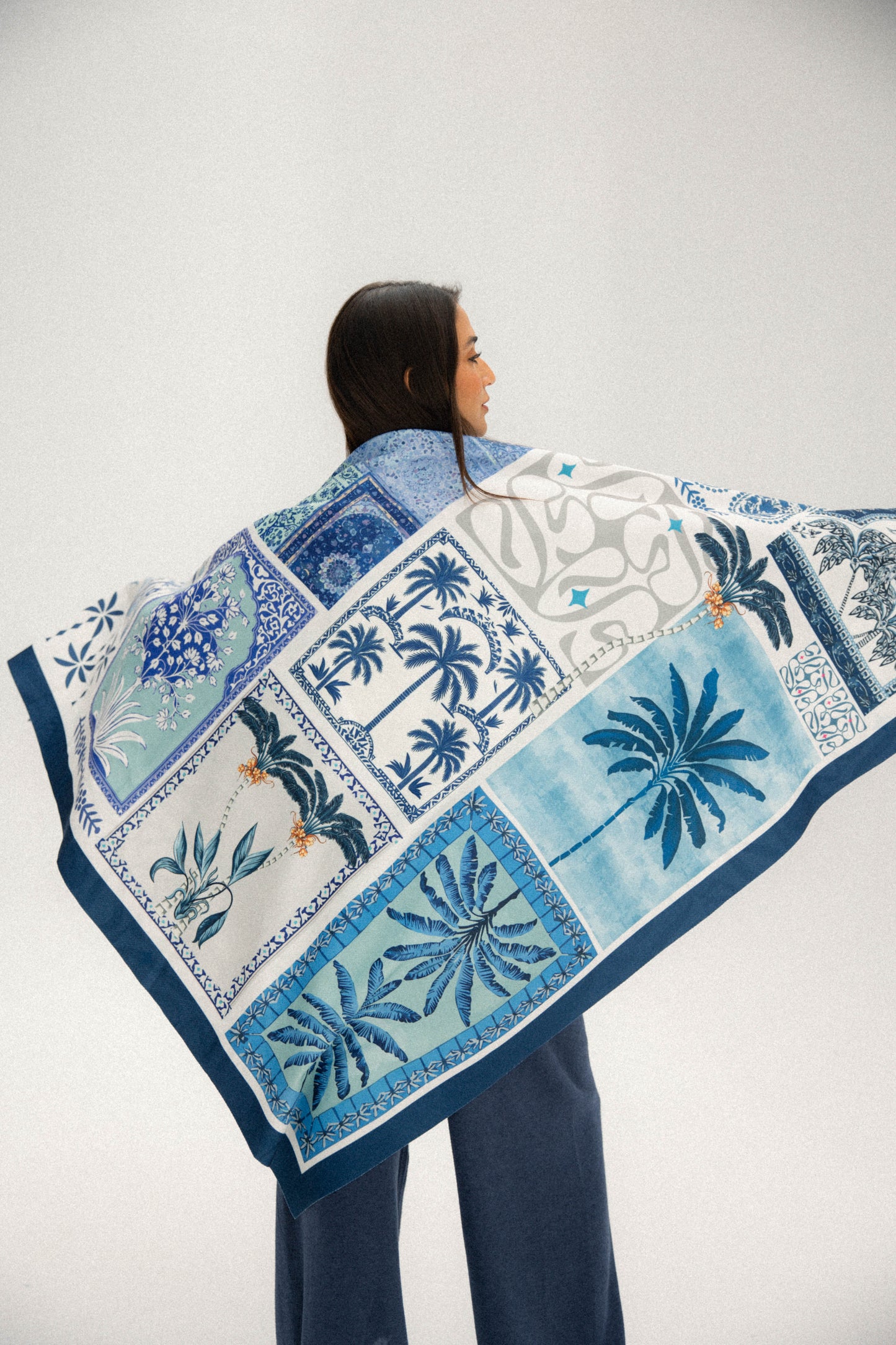 Blue palm scarf