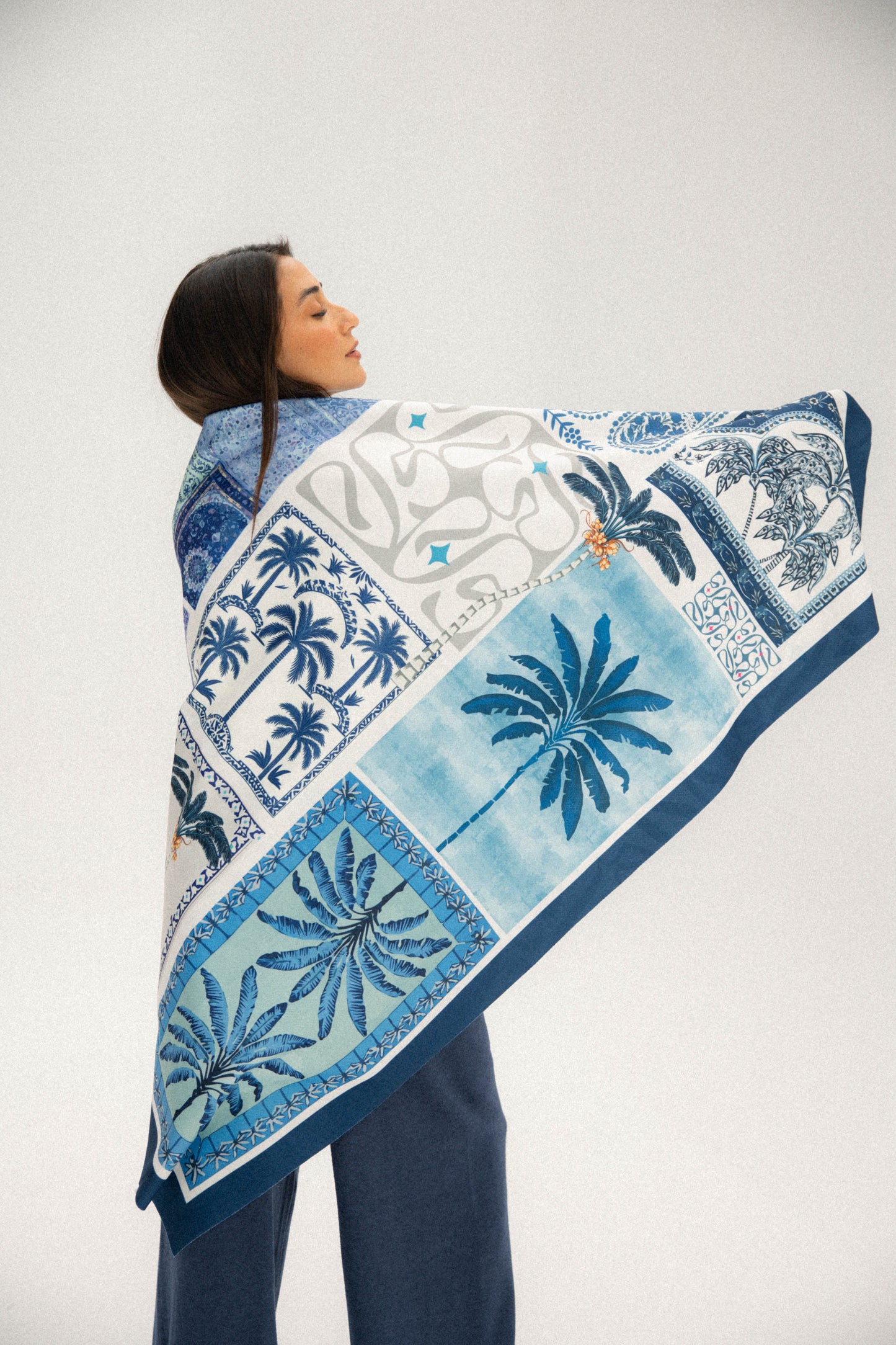 Blue palm scarf