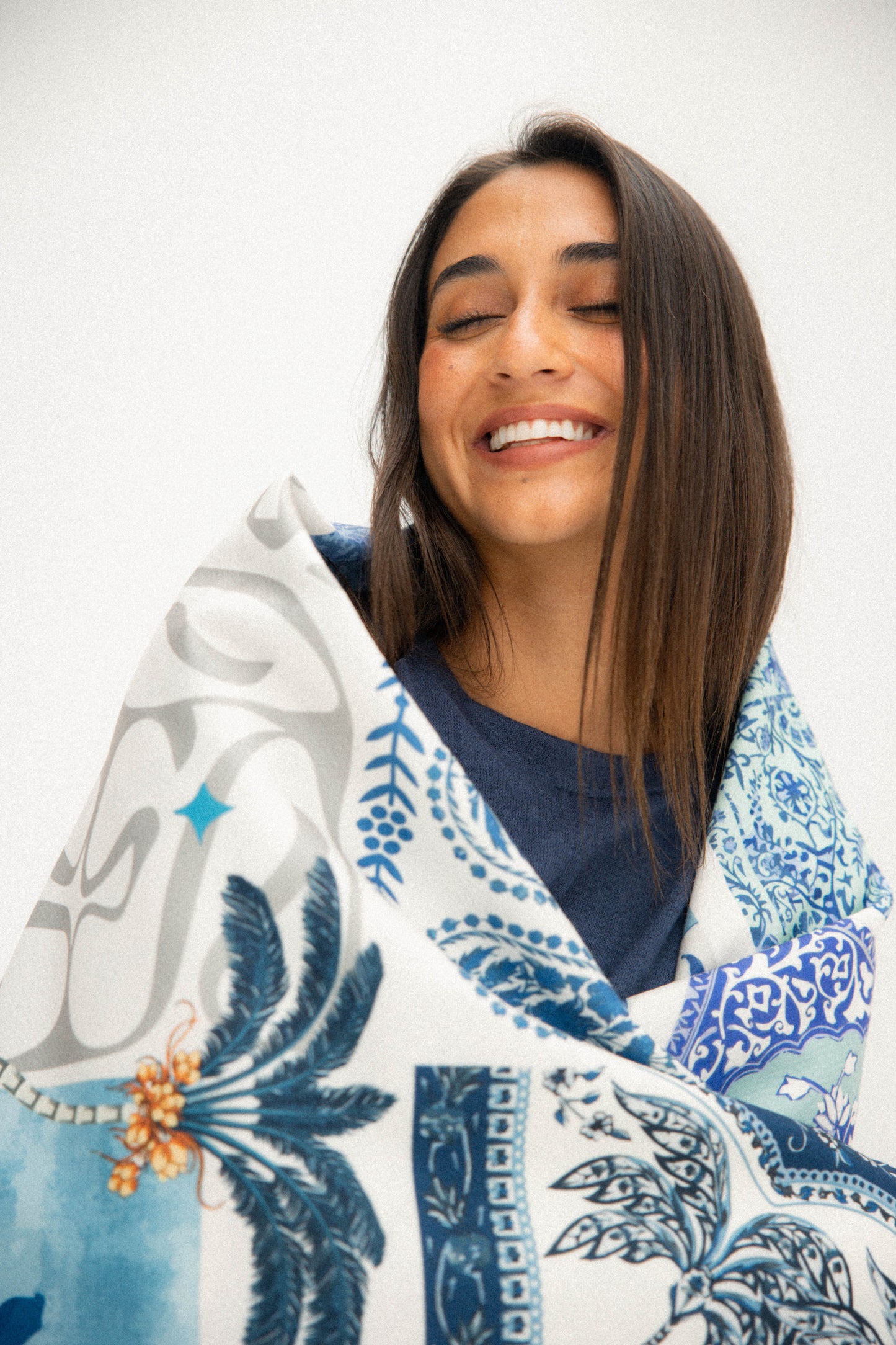 Blue palm scarf
