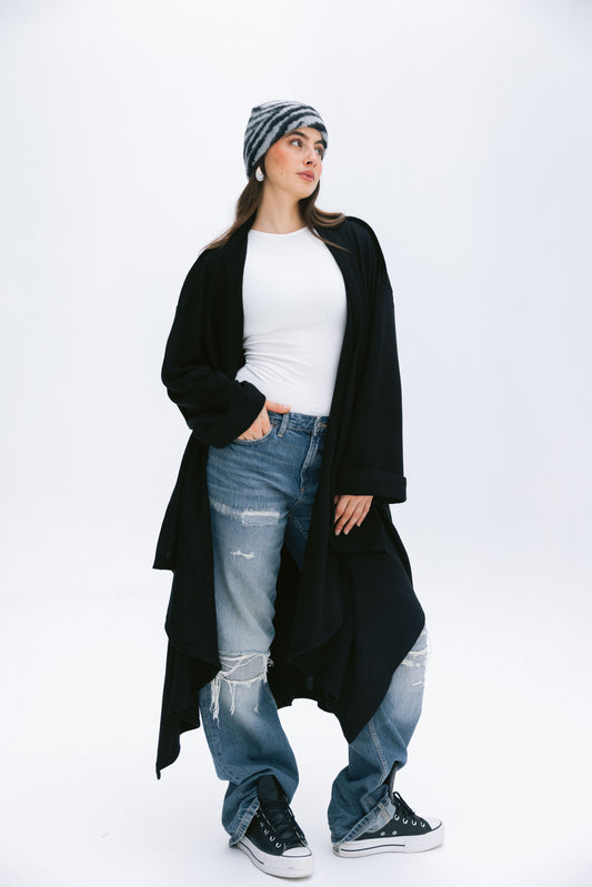 V kimono in black