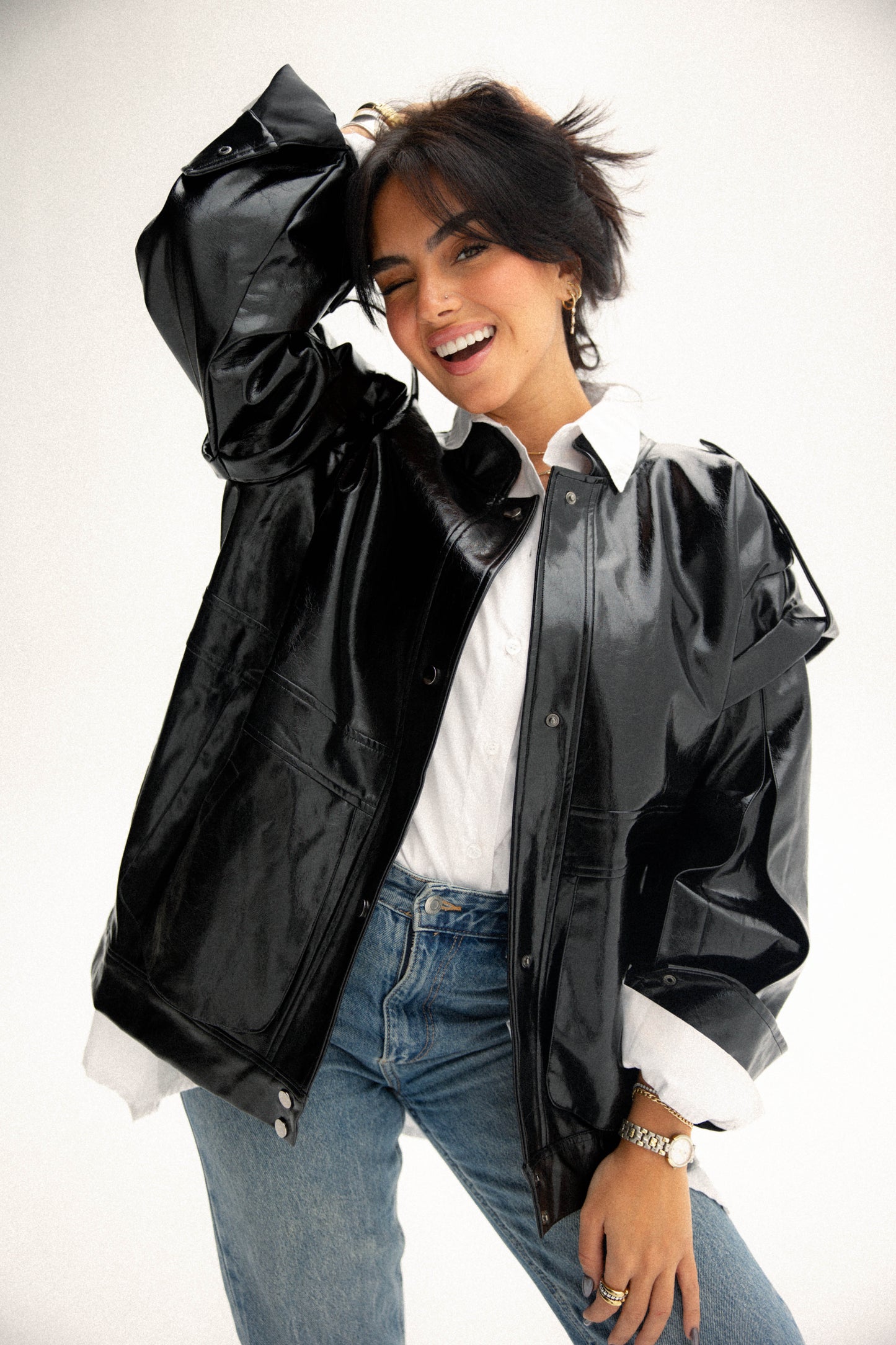 Biker jacket in black