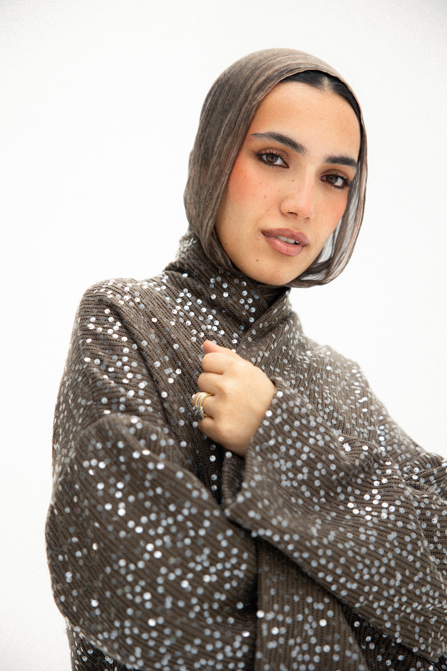 bling bling kimono in dark brown
