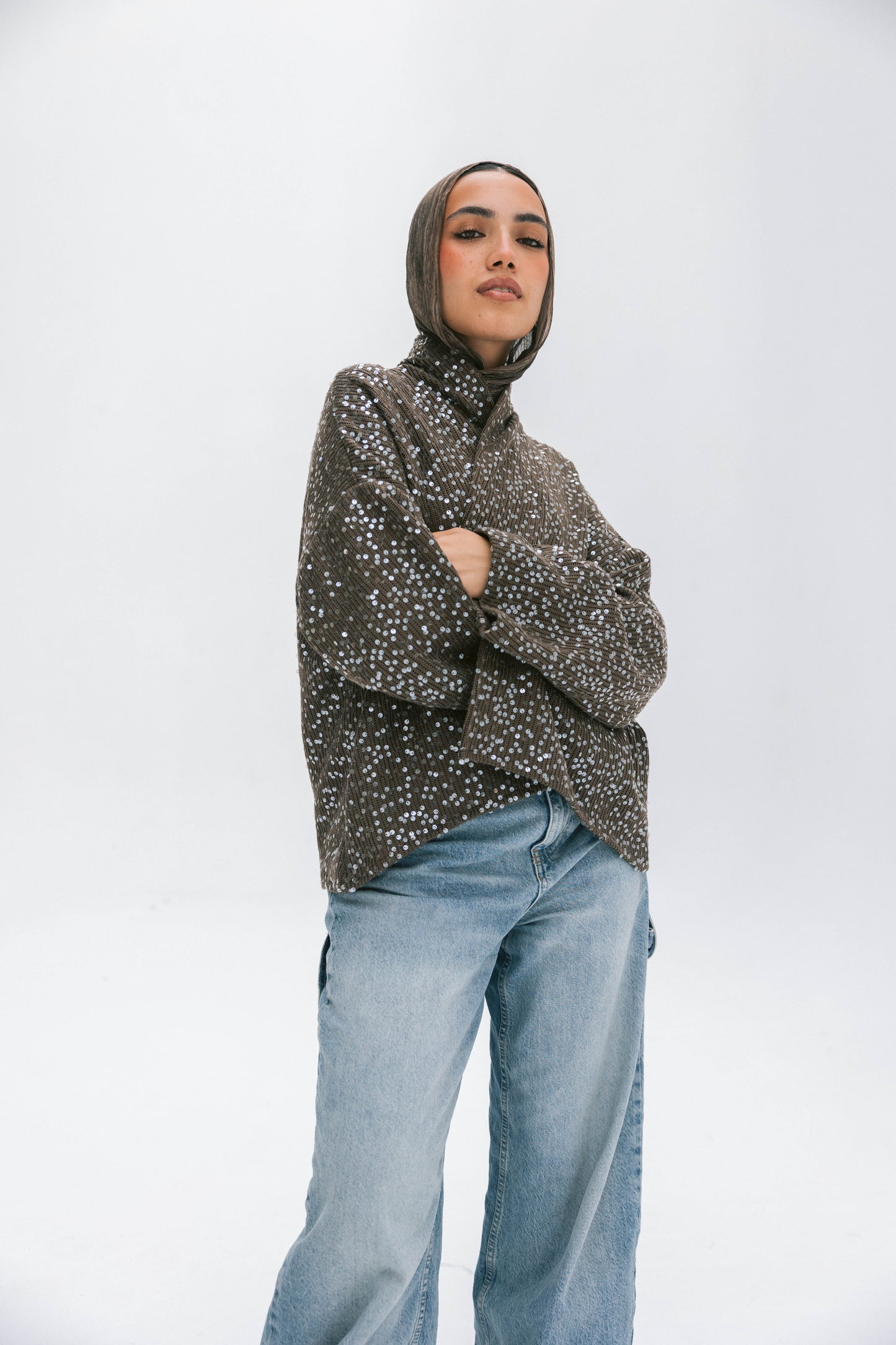 bling bling kimono in dark brown