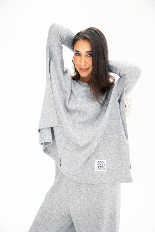 Basic wool set in shimmer grey