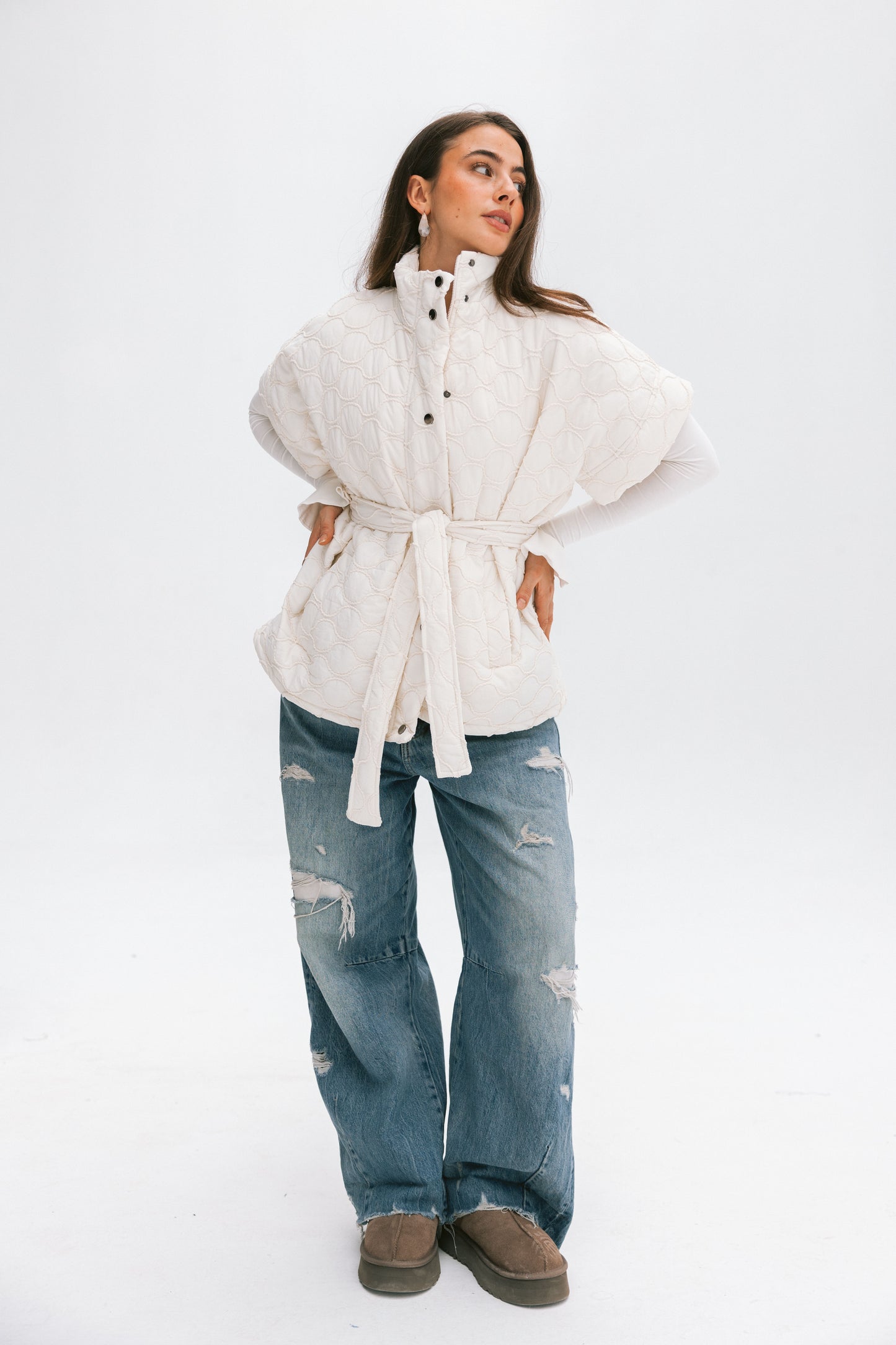 Puffer vest in off-white