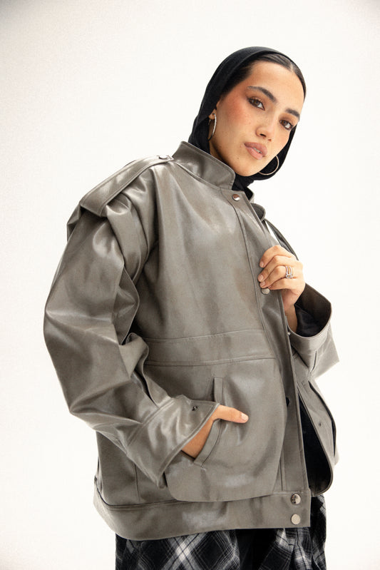 Biker jacket in grey