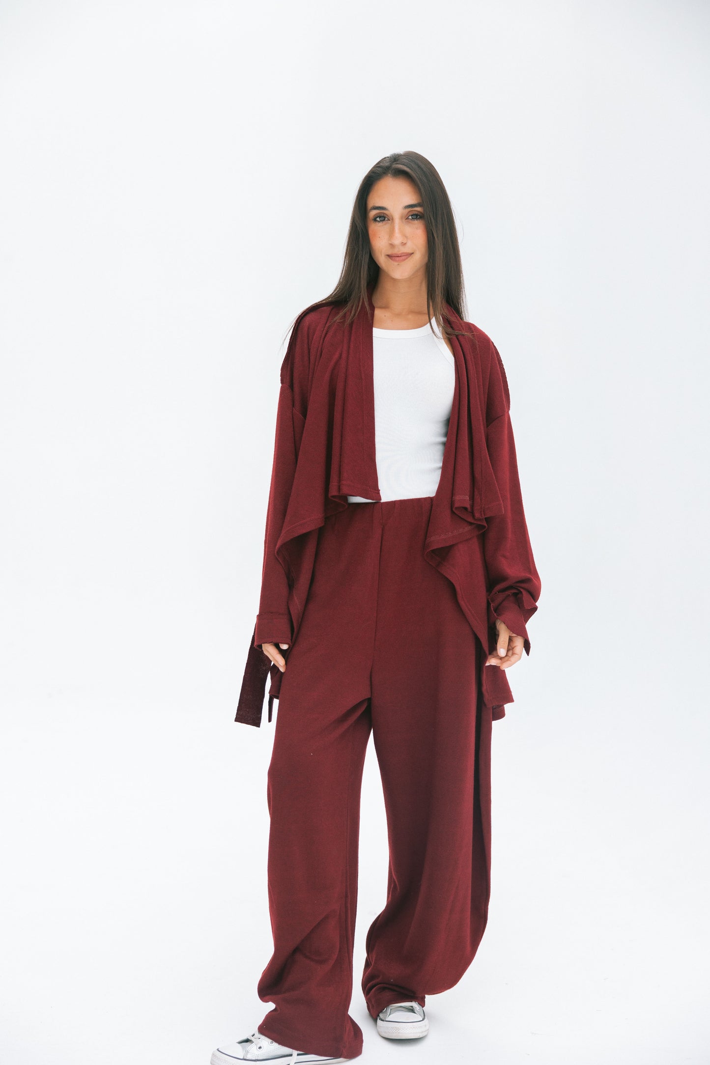 Ruffled set in maroon