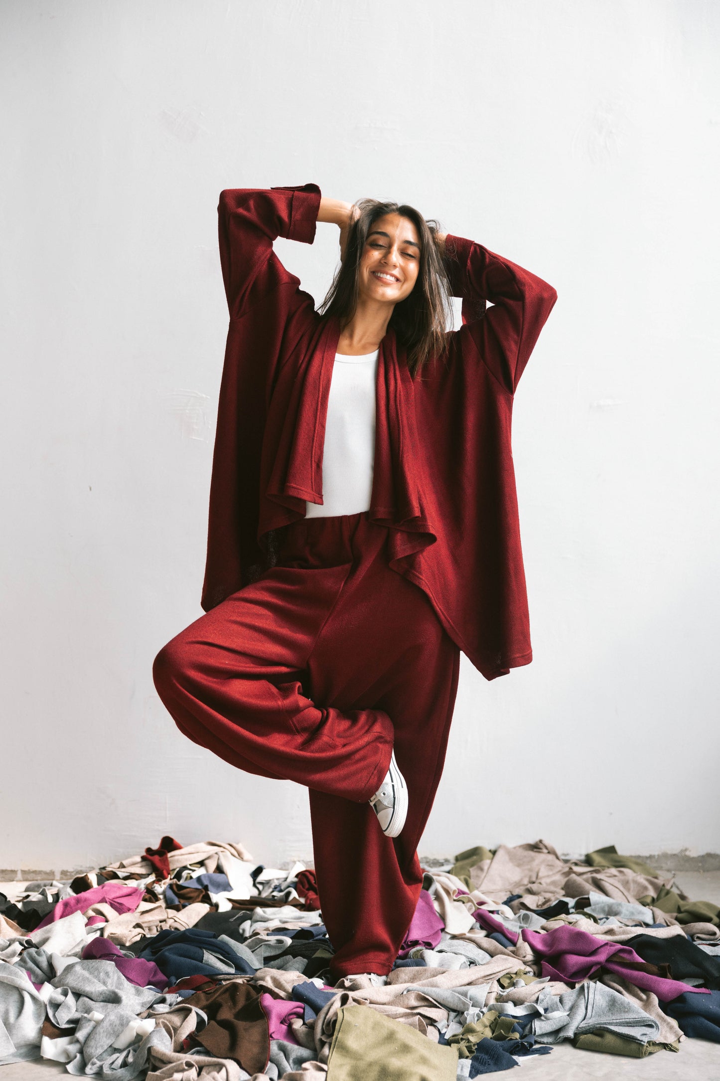 Ruffled set in maroon