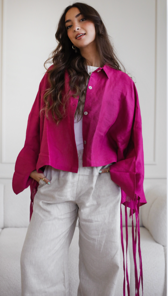 Fringes shirt in Fuchsia