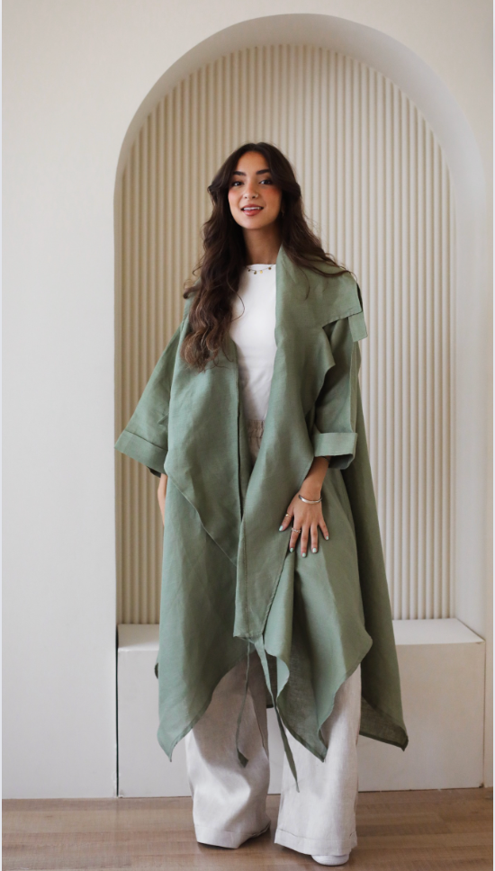 High-low Kimono in Light-olive