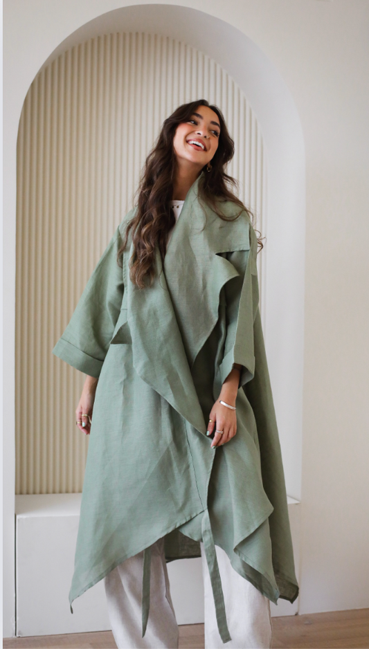 High-low Kimono in Light-olive