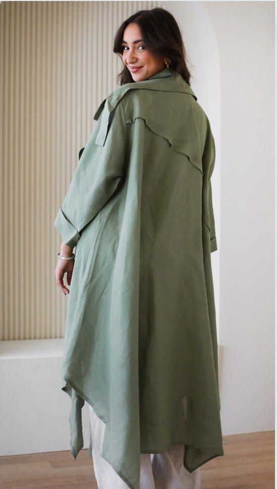 High-low Kimono in Light-olive