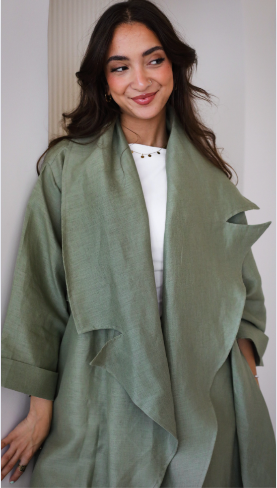 High-low Kimono in Light-olive