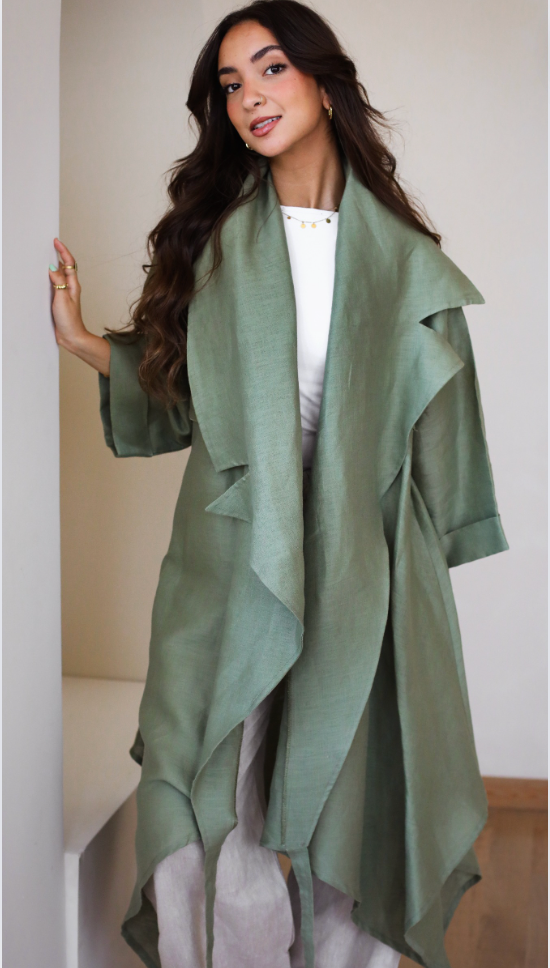 High-low Kimono in Light-olive