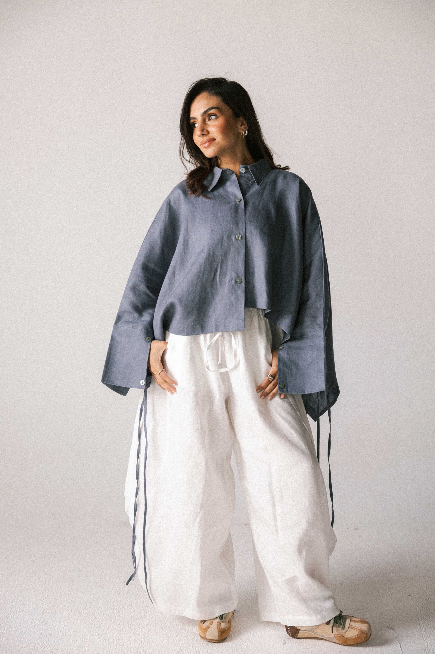 Fringes shirt in dark denim