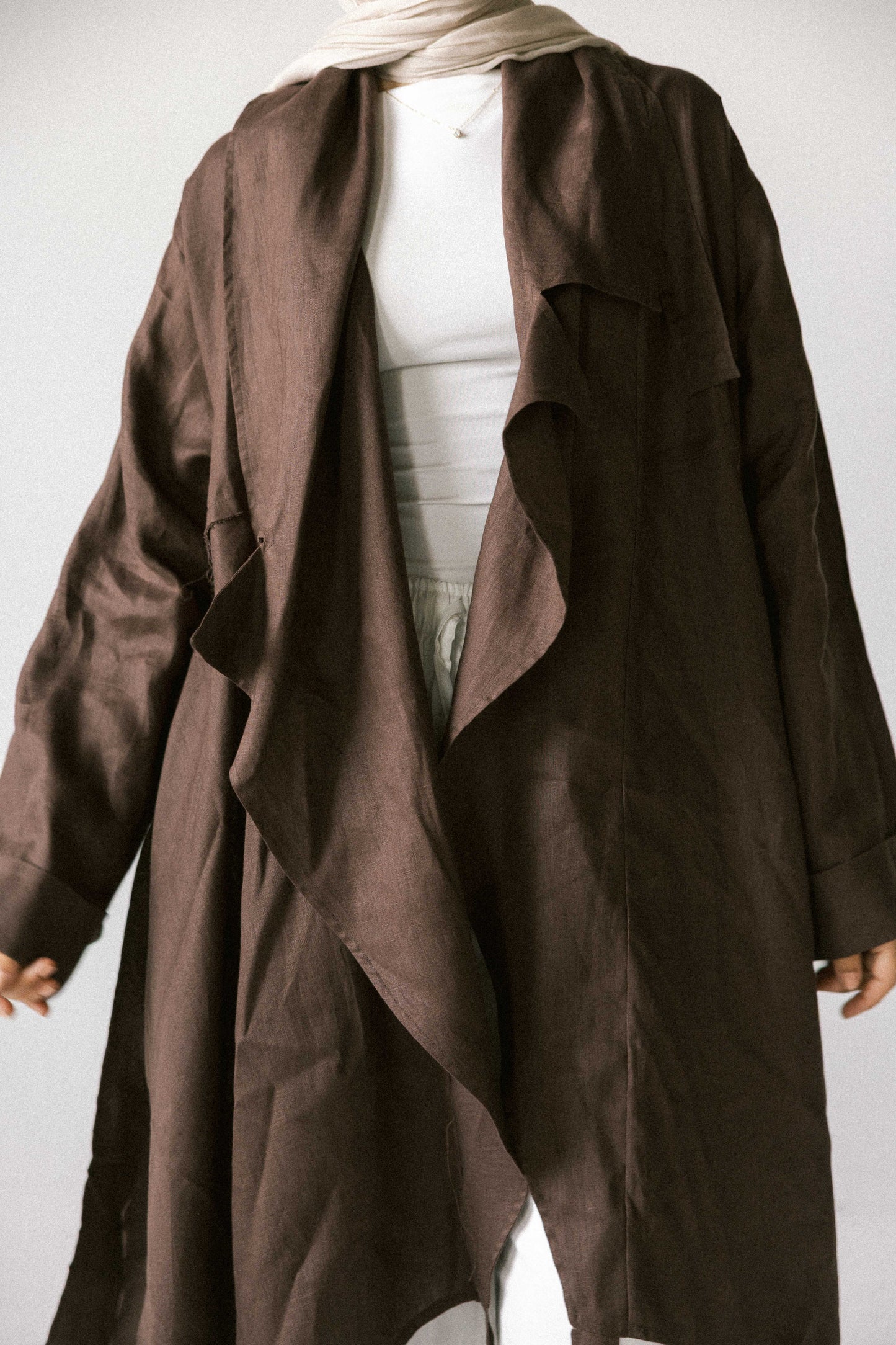 High-low kimono in chocolate brown