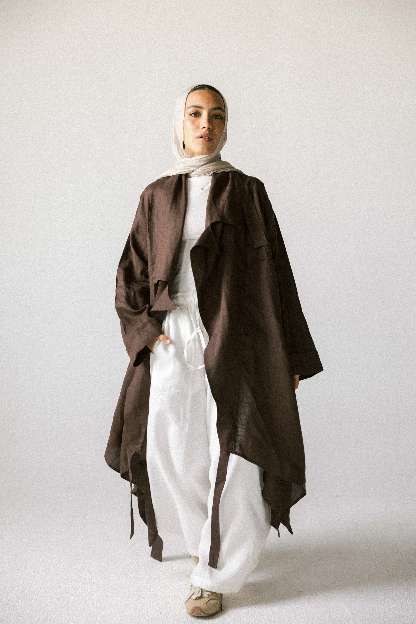 High-low kimono in chocolate brown